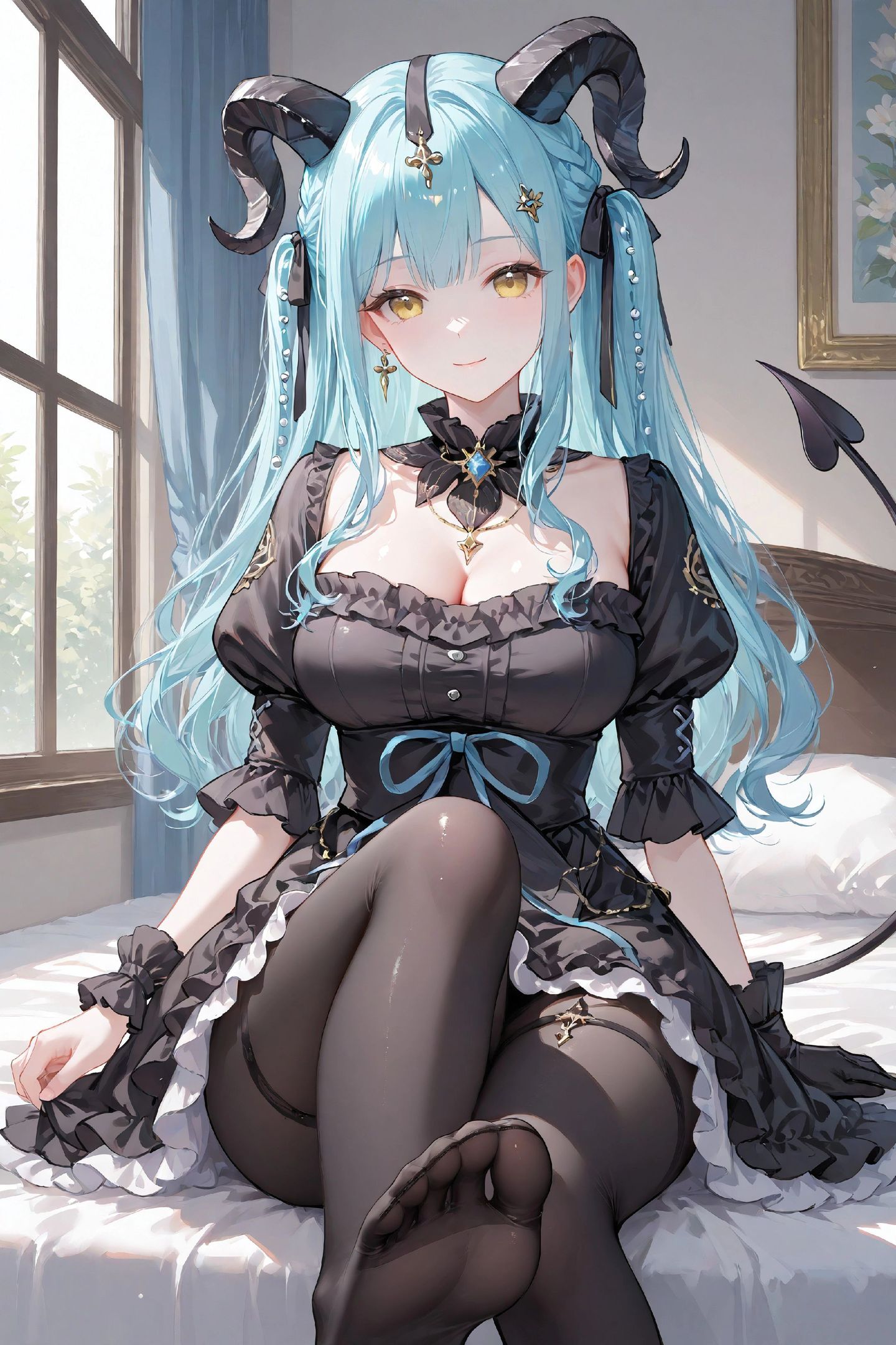 二次元少女美图手机壁纸 手游明日方舟丰川祥子 丝袜黑丝美腿控,第1张