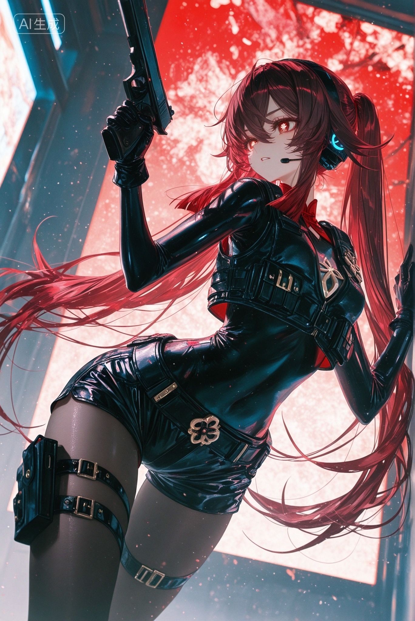 原神壁纸 丝袜黑丝 帅气皮衣,第3张