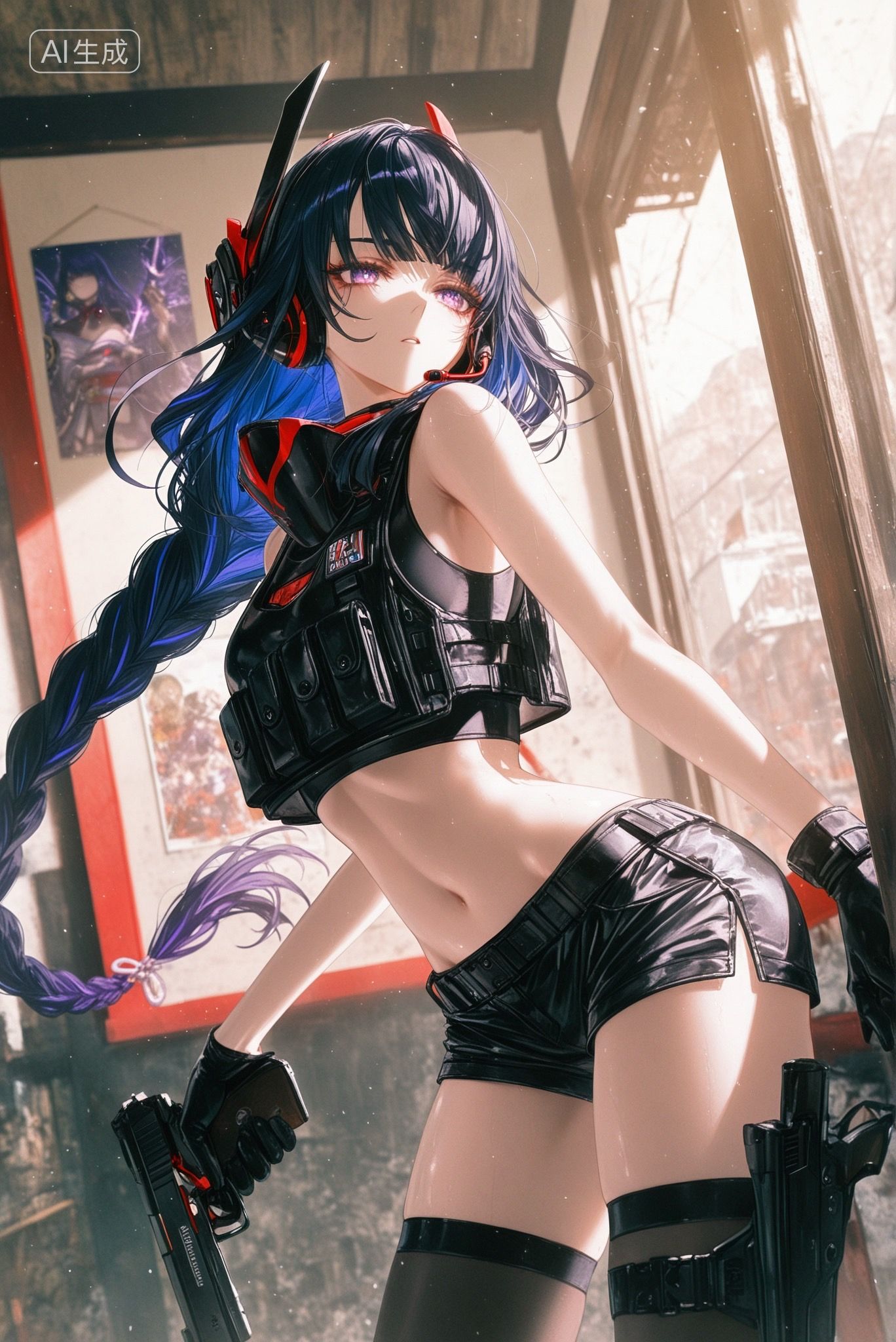 原神壁纸 丝袜黑丝 帅气皮衣,第4张