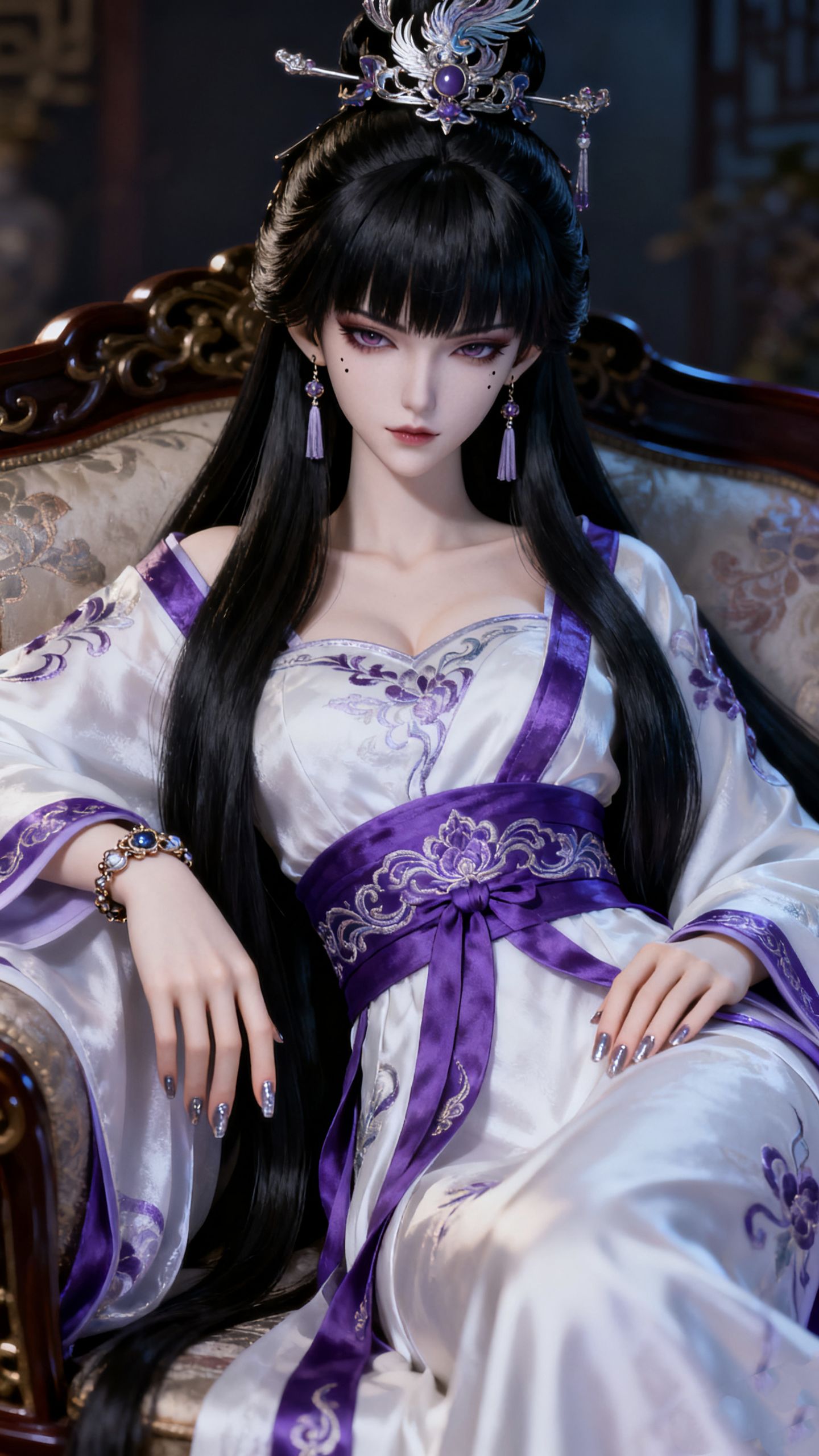 紫仙子二次元动漫壁纸仙侠古风 古装汉服 狐狸魅眼,第1张