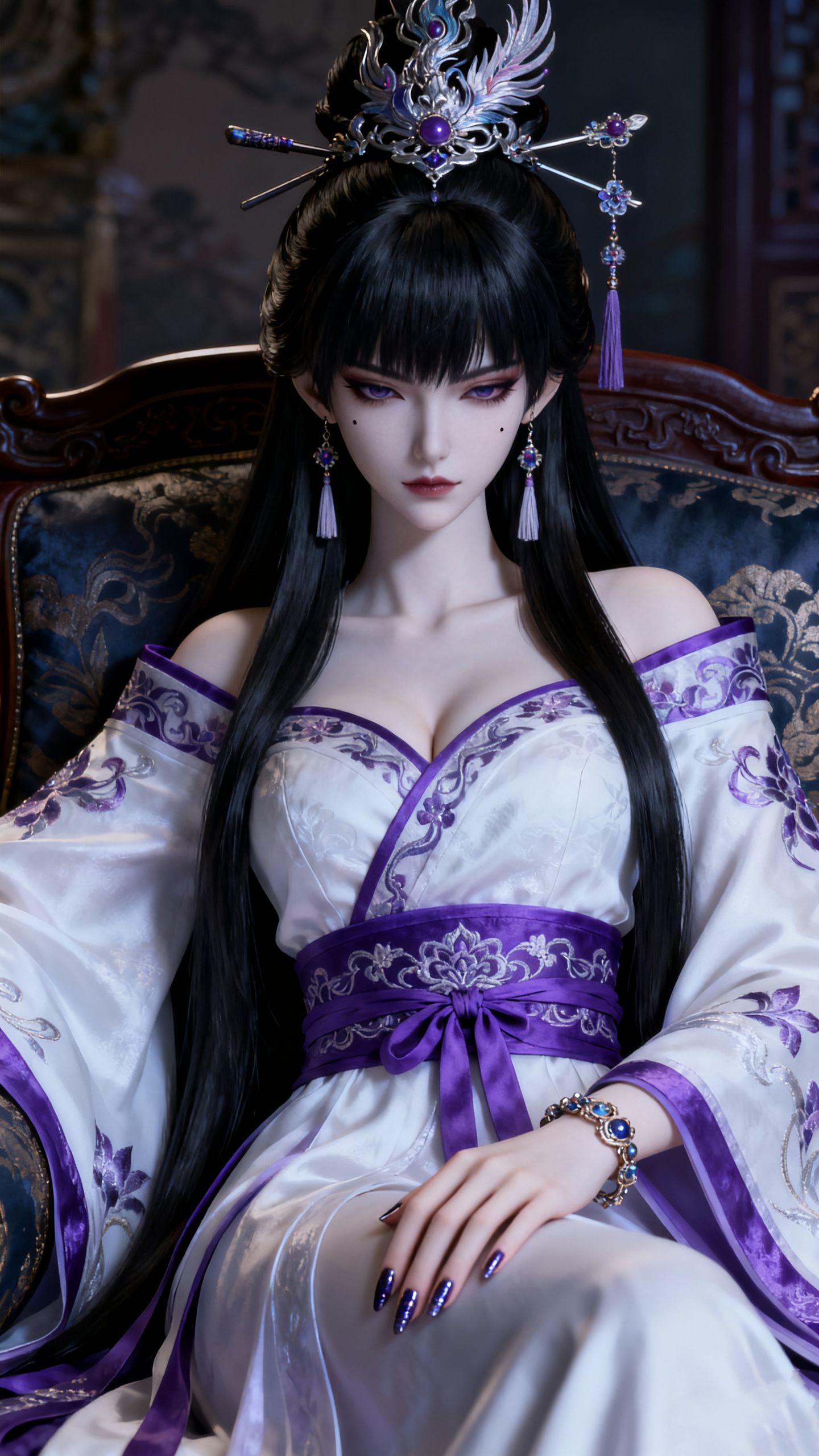 紫仙子二次元动漫壁纸仙侠古风 古装汉服 狐狸魅眼,第2张