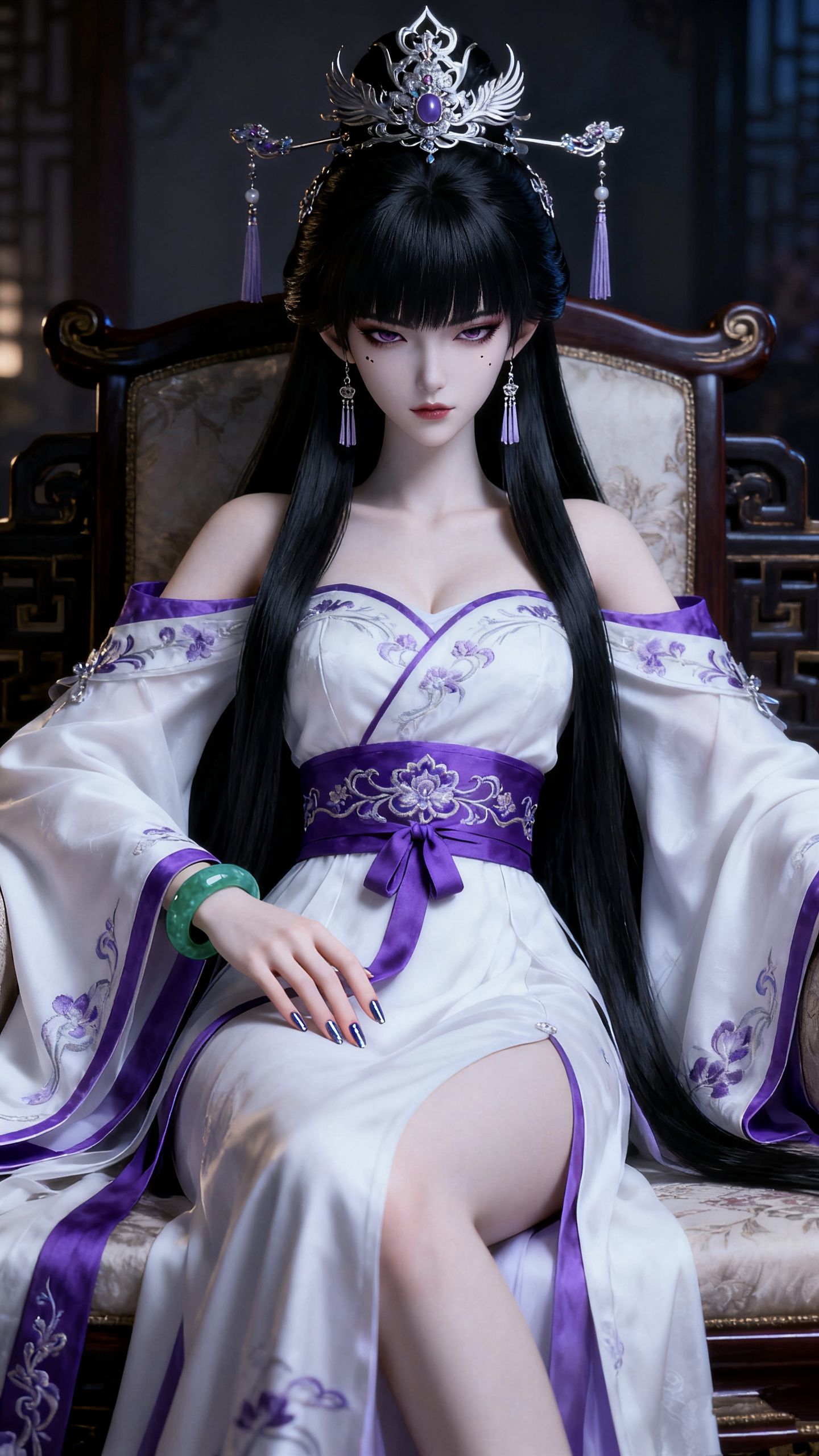 紫仙子二次元动漫壁纸仙侠古风 古装汉服 狐狸魅眼,第3张