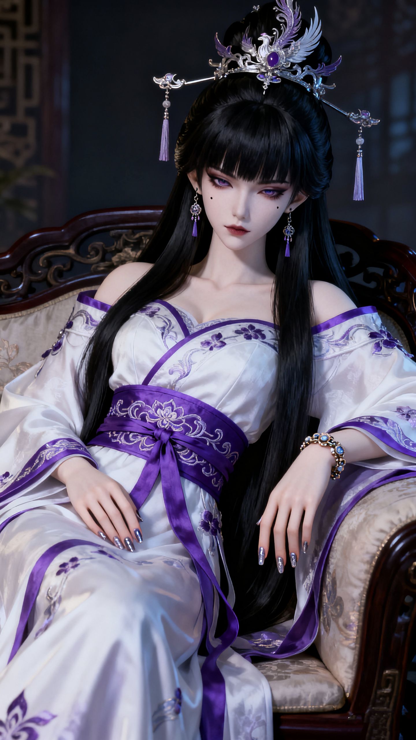 紫仙子二次元动漫壁纸仙侠古风 古装汉服 狐狸魅眼,第4张