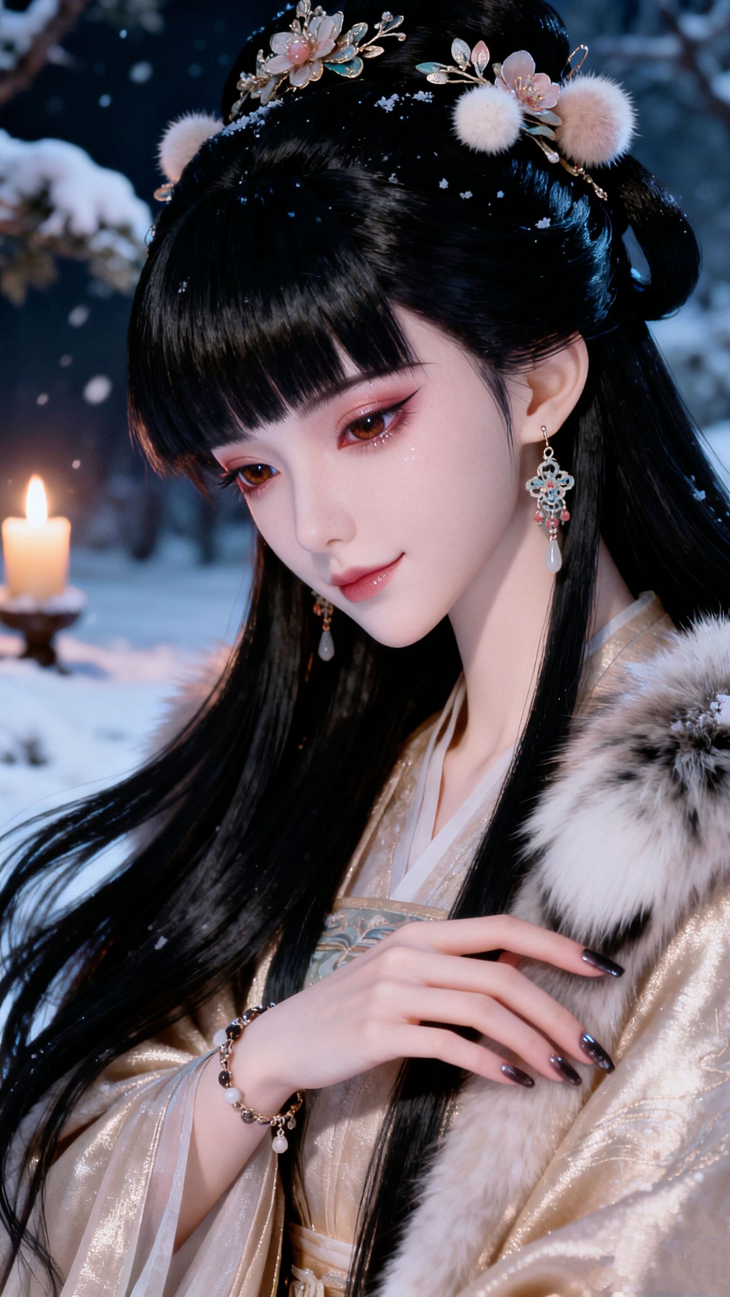眉目含春,情瑟合意。美女古风造型雪景写真高清壁纸 AI创作,第3张 眉目含春,情瑟合意。美女古风造型雪景写真高清壁纸 AI创作,第3张