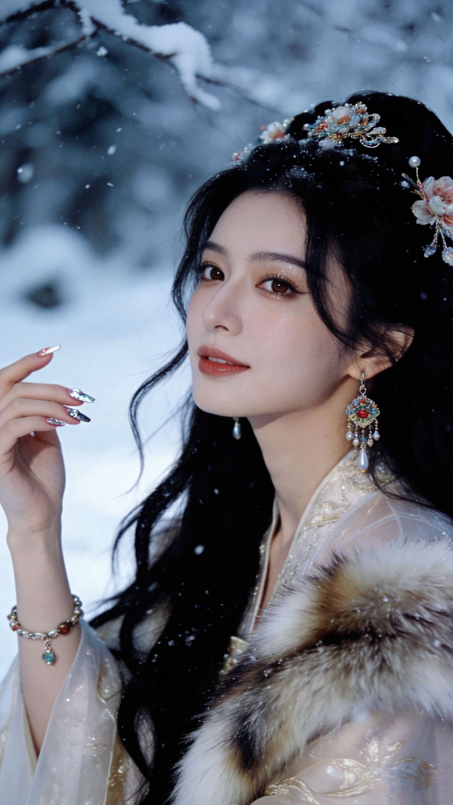 特写古风造型高清壁纸美女 AI创作,第2张