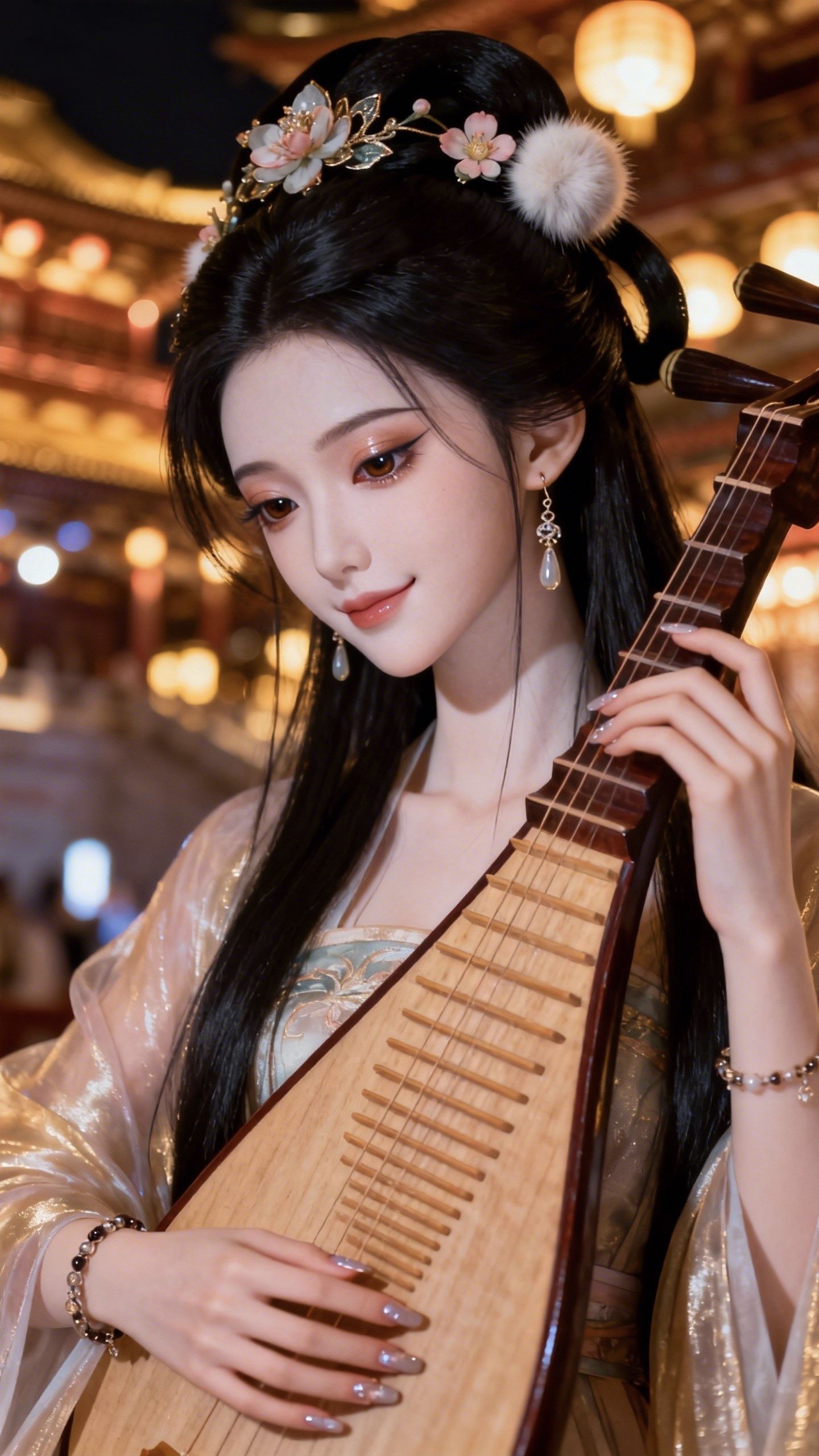 越世千年,梦回大唐。古装照古风美女 琵琶古风造型 AI创作,第1张 越世千年,梦回大唐。古装照古风美女 琵琶古风造型 AI创作,第1张