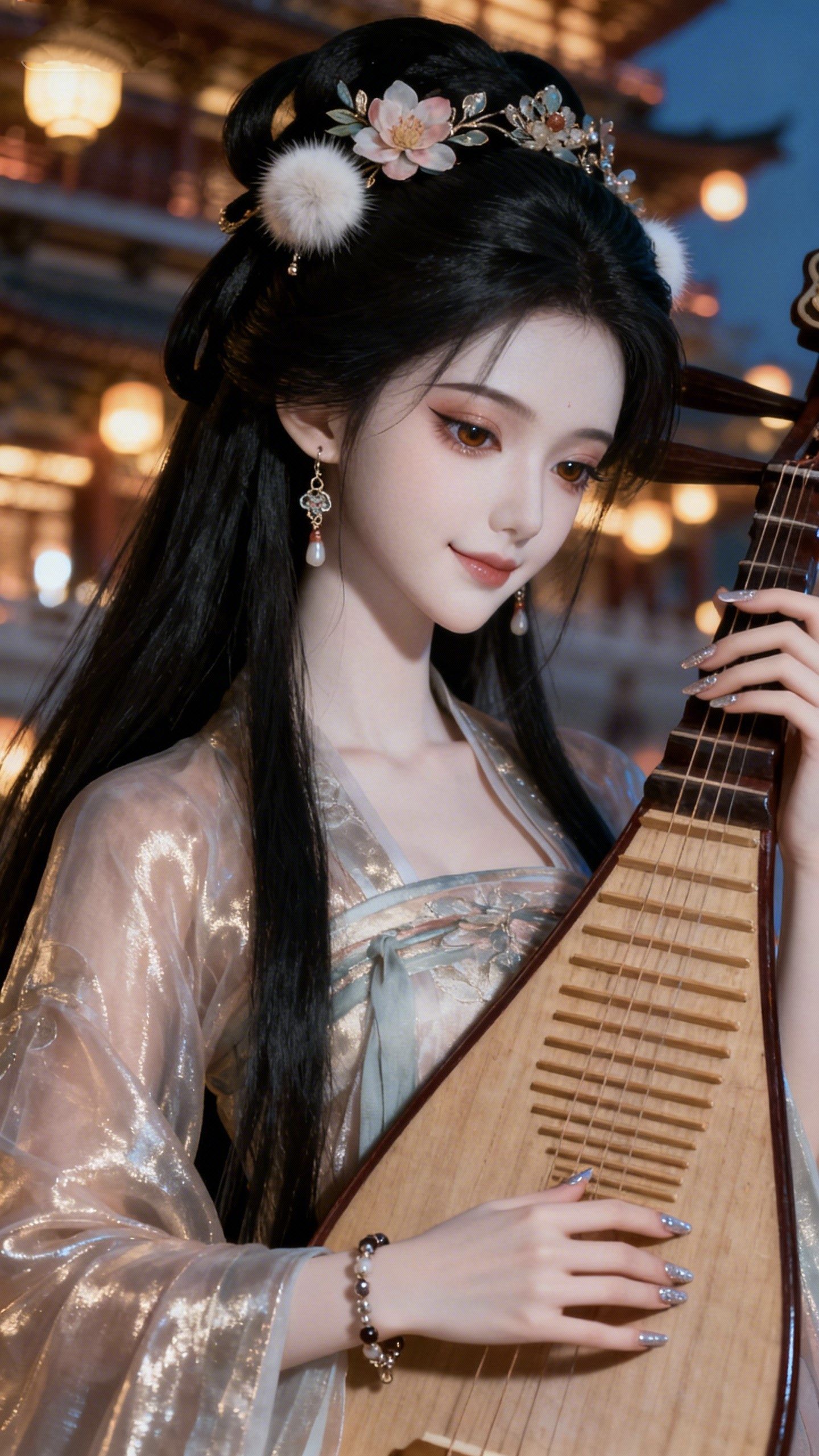 越世千年,梦回大唐。古装照古风美女 琵琶古风造型 AI创作,第2张 越世千年,梦回大唐。古装照古风美女 琵琶古风造型 AI创作,第2张