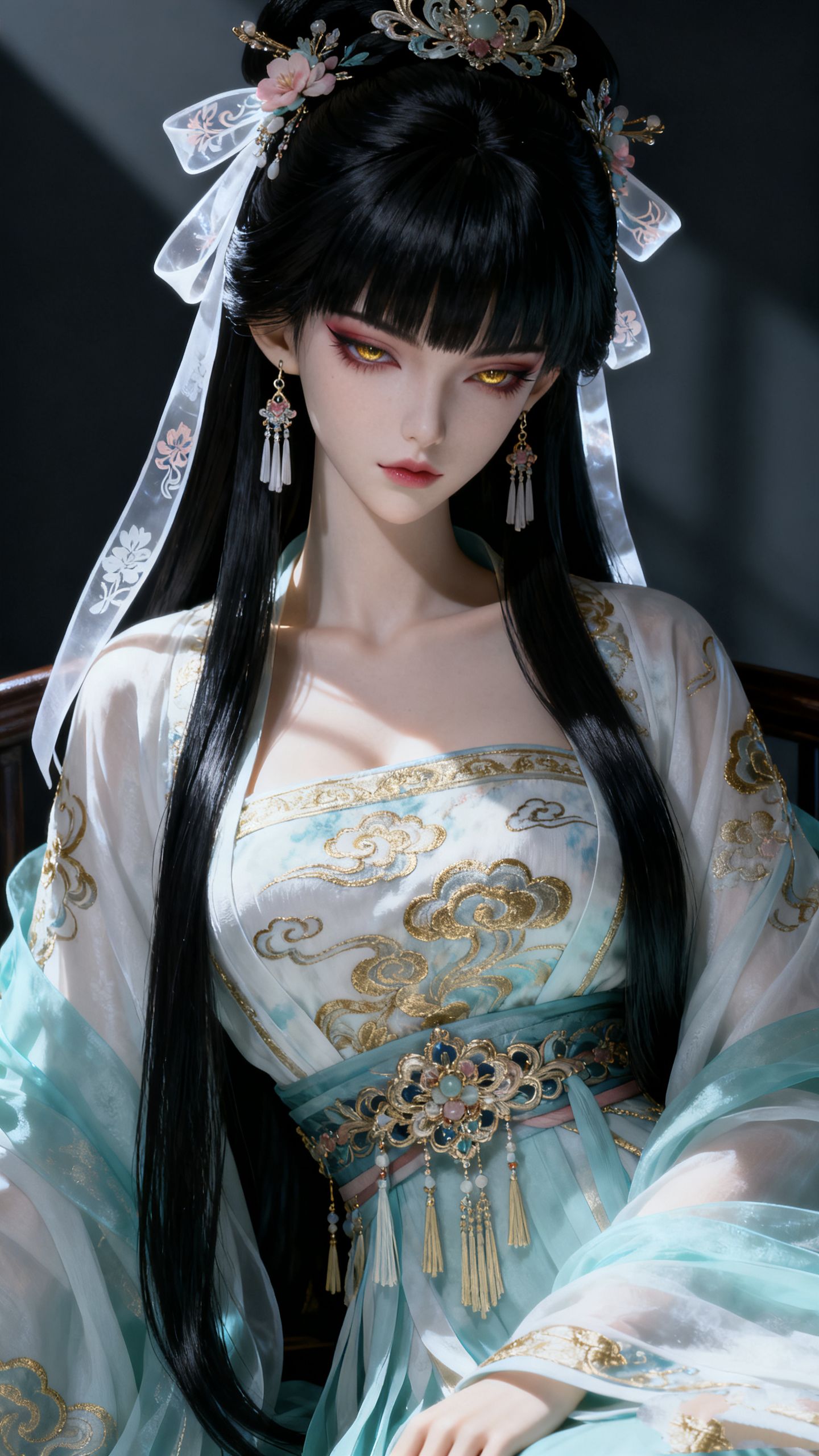 冷艳美人古风美女古装 国漫国风ai创作高清壁纸,第1张