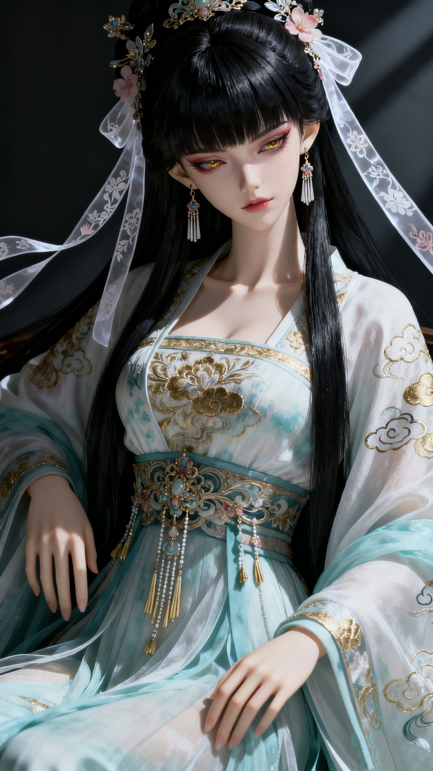 冷艳美人古风美女古装 国漫国风ai创作高清壁纸,第2张