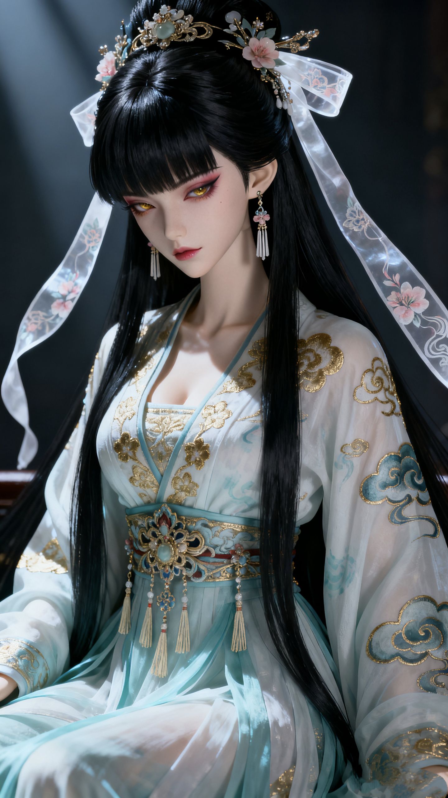 冷艳美人古风美女古装 国漫国风ai创作高清壁纸,第3张