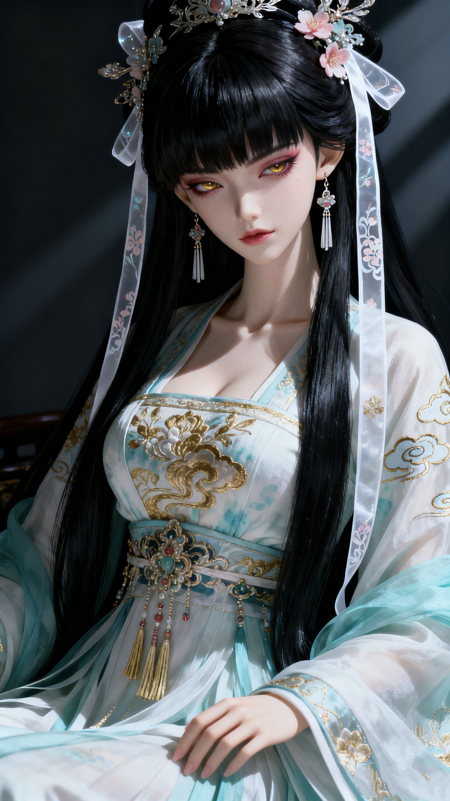 冷艳美人古风美女古装 国漫国风ai创作高清壁纸,第4张