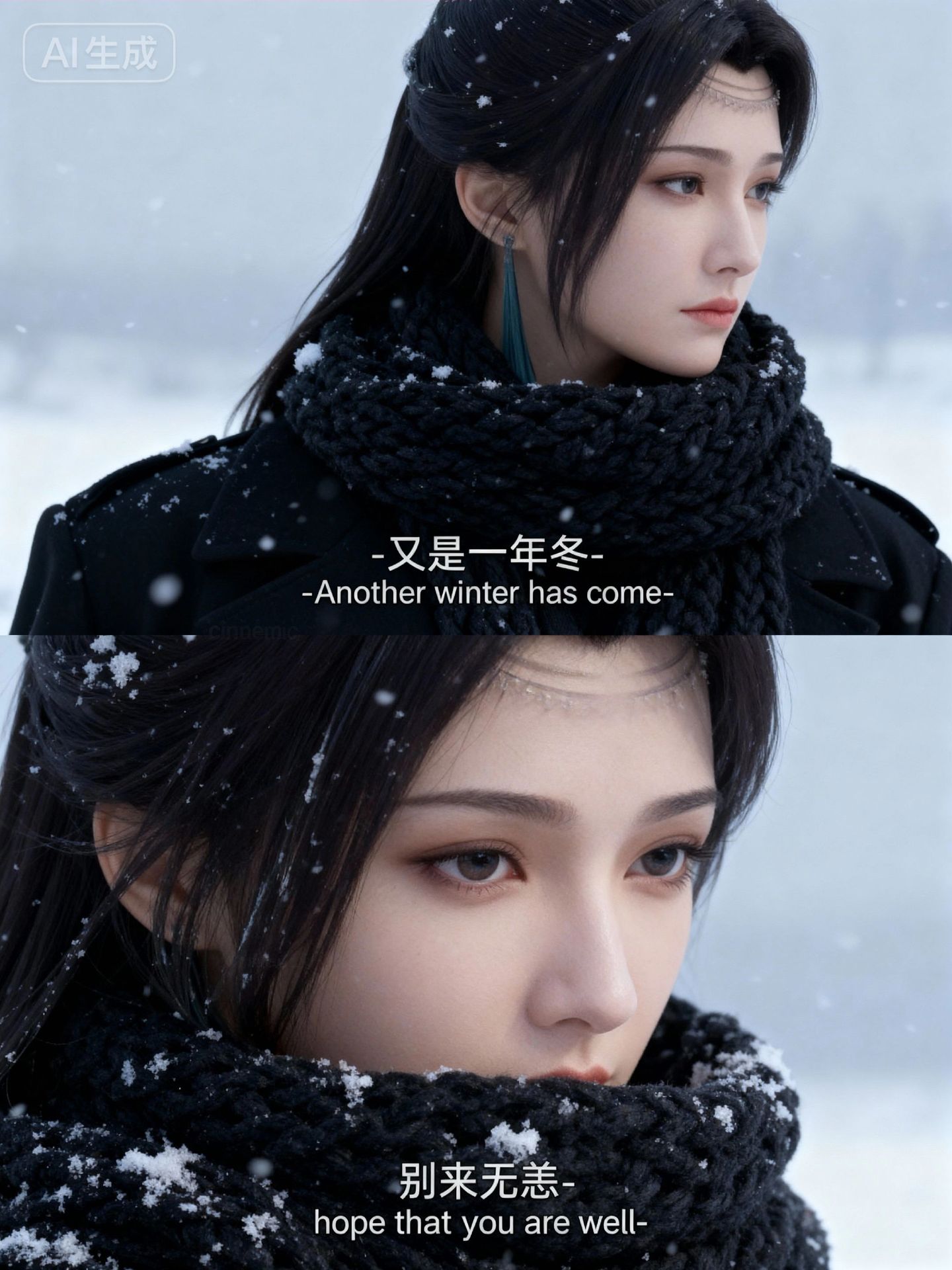 云韵又到了落花时节 雪景写真故事感壁纸 动漫国漫女神美女,第2张