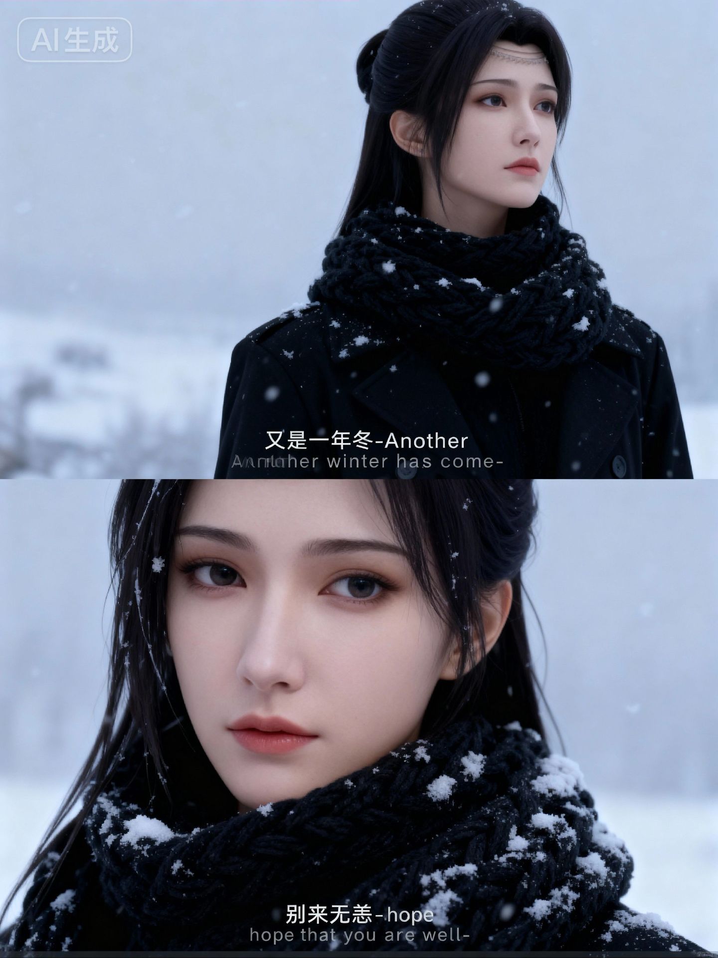 云韵又到了落花时节 雪景写真故事感壁纸 动漫国漫女神美女,第3张