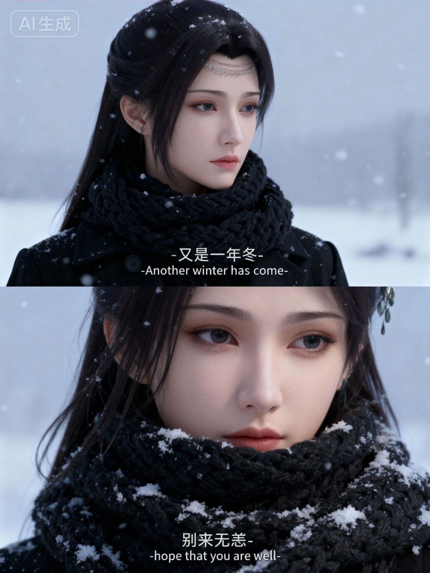 云韵又到了落花时节 雪景写真故事感壁纸 动漫国漫女神美女,第4张