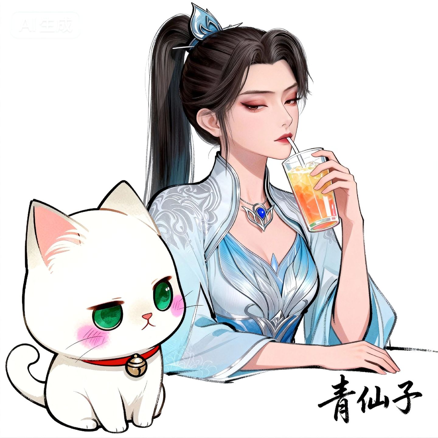 青仙子手机头像 漫画风格 国漫女神 不屑眼神,第3张