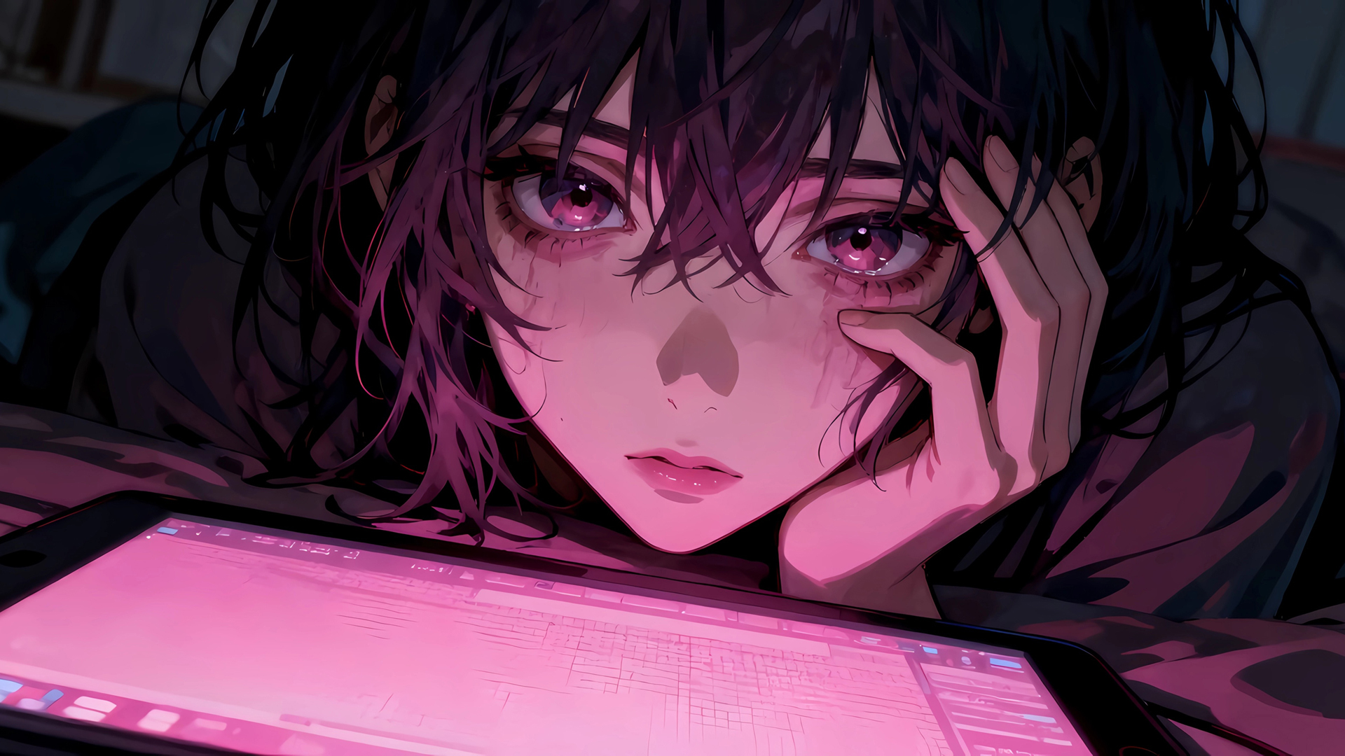 粉瞳动漫少女电脑壁纸 二次元无水印壁纸、二次元优质同人图,第1张