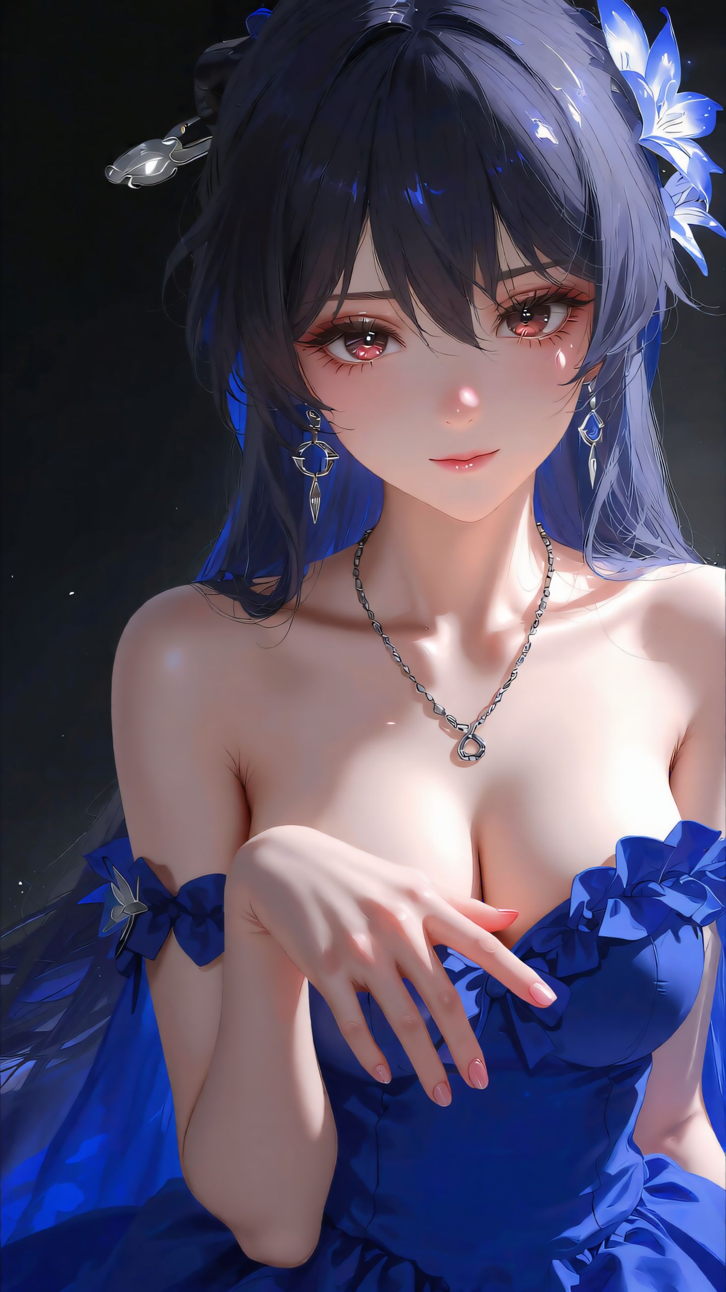 黑系露肩上衣氛围感颜值暴击 二次元美图插画美女分享,第1张