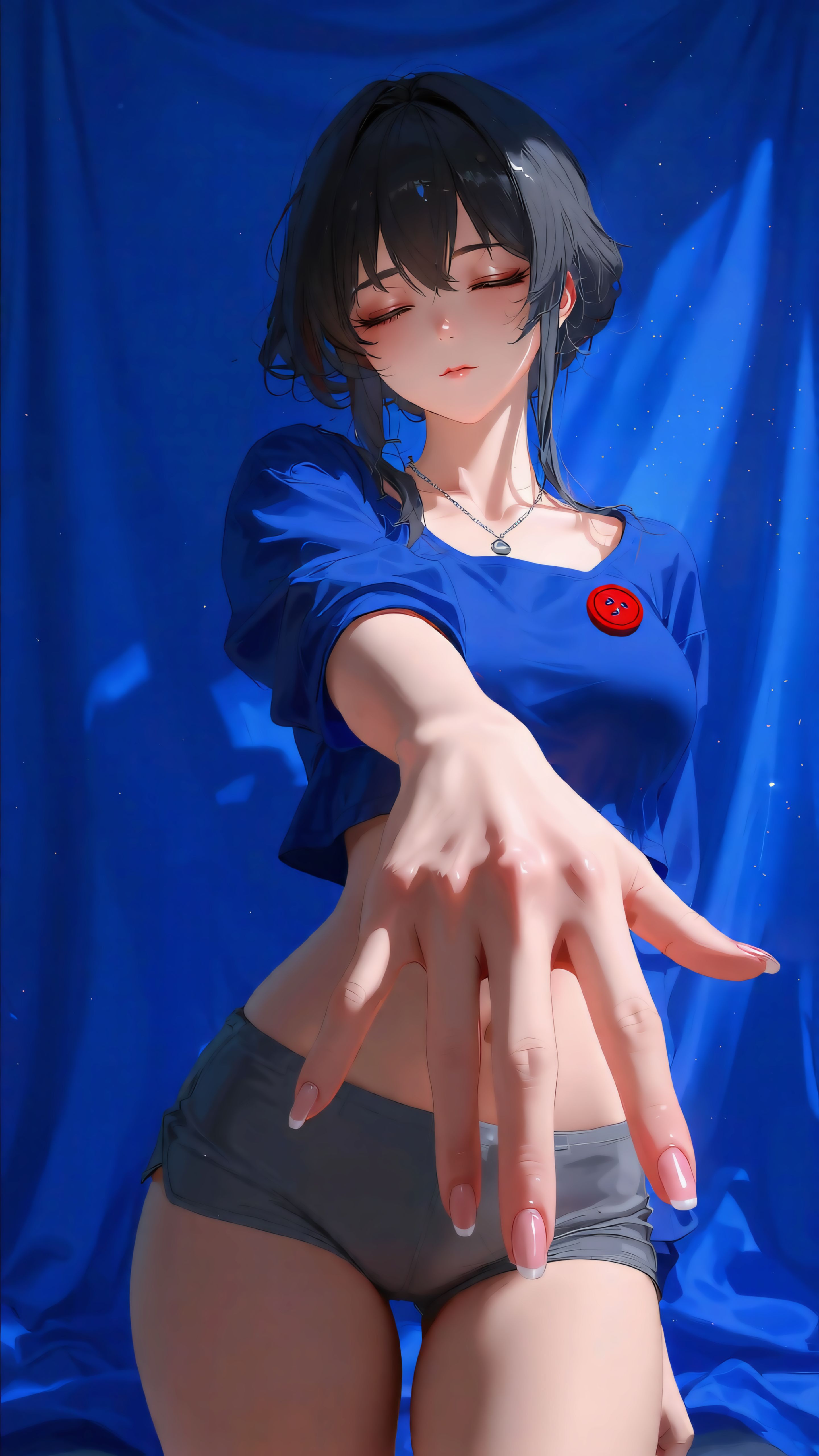 黑系露肩上衣氛围感颜值暴击 二次元美图插画美女分享,第4张