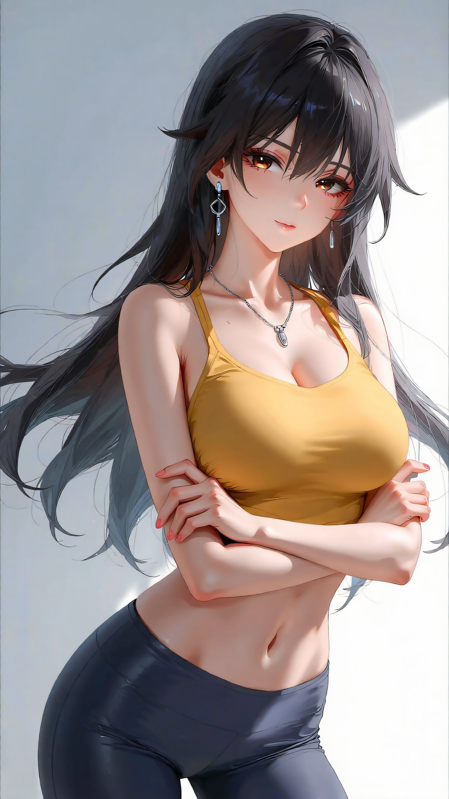 黑系露肩上衣氛围感颜值暴击 二次元美图插画美女分享,第5张