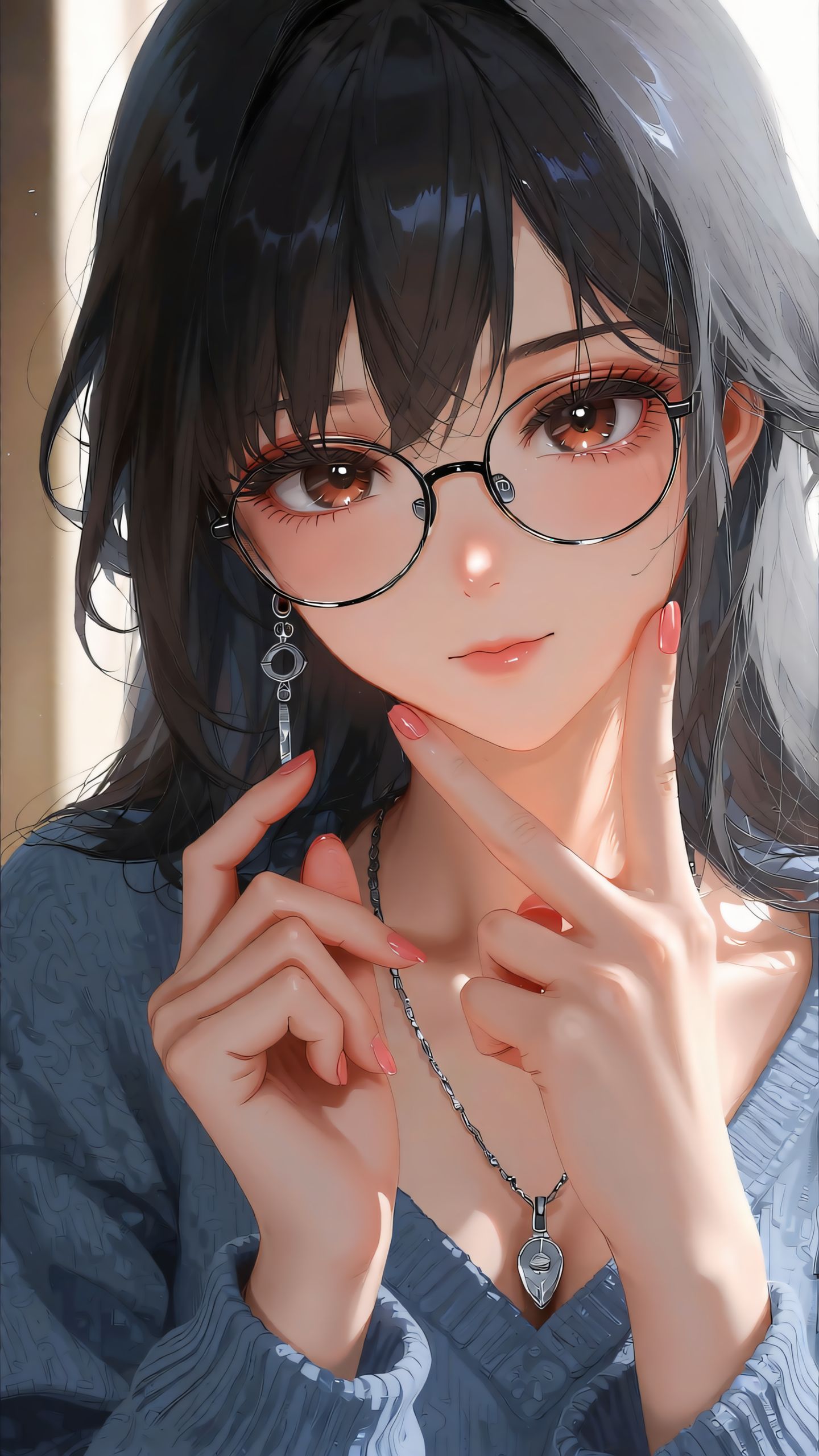 黑系露肩上衣氛围感颜值暴击 二次元美图插画美女分享,第6张