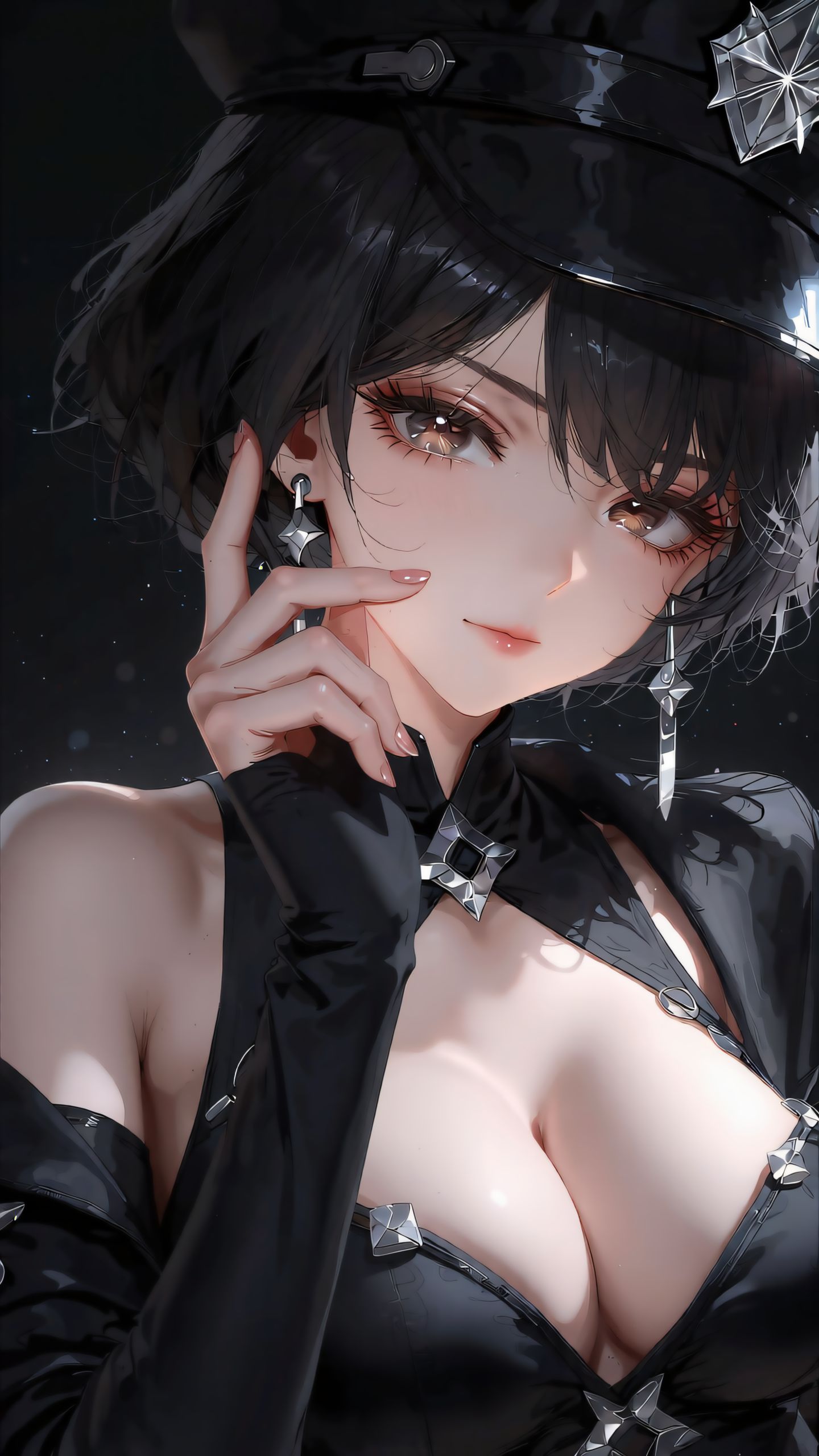 黑衫短发慵懒酷感二次元有喜欢这个风格的吗？美女壁纸图,第1张