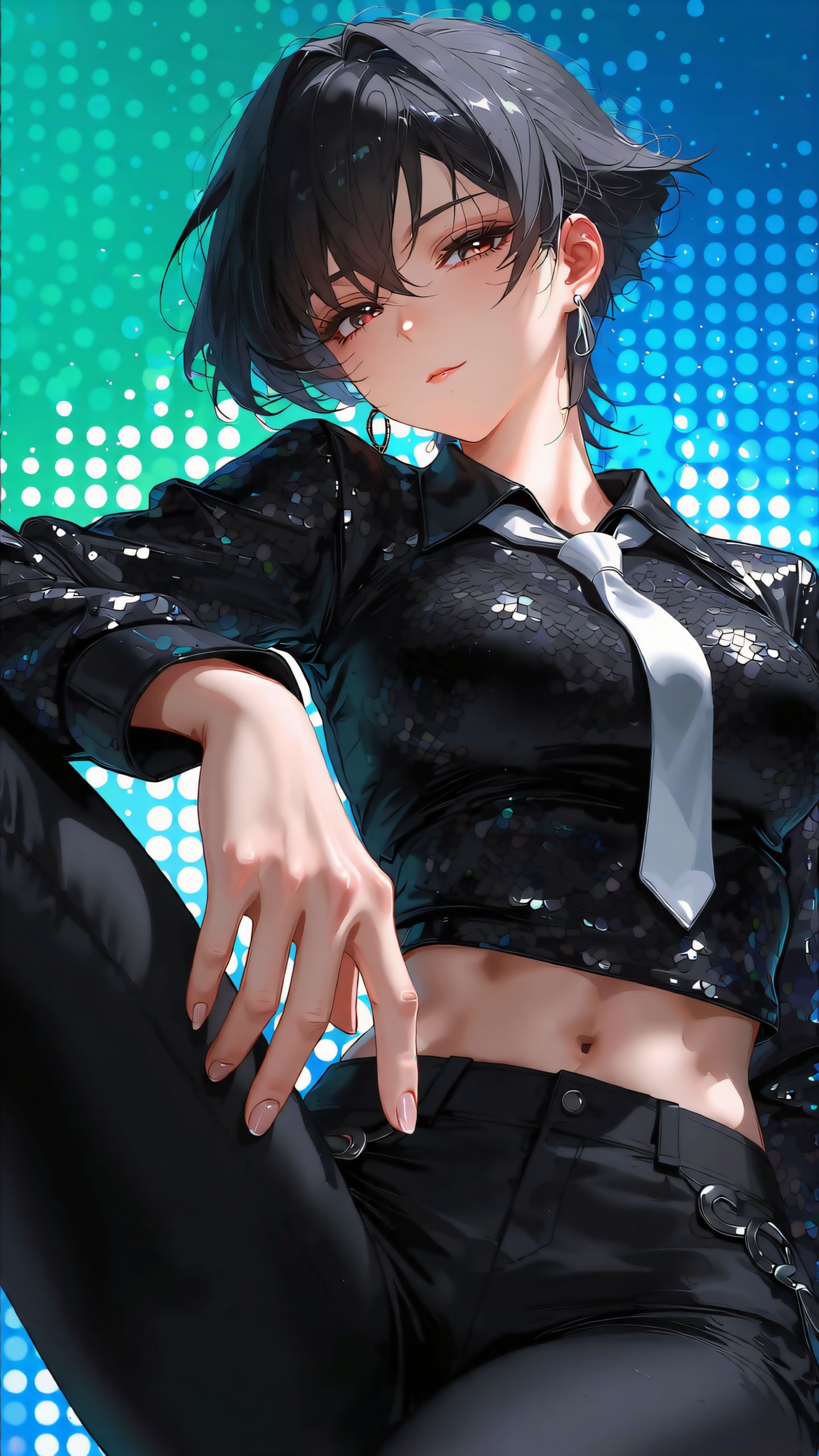 黑衫短发慵懒酷感二次元有喜欢这个风格的吗？美女壁纸图,第2张