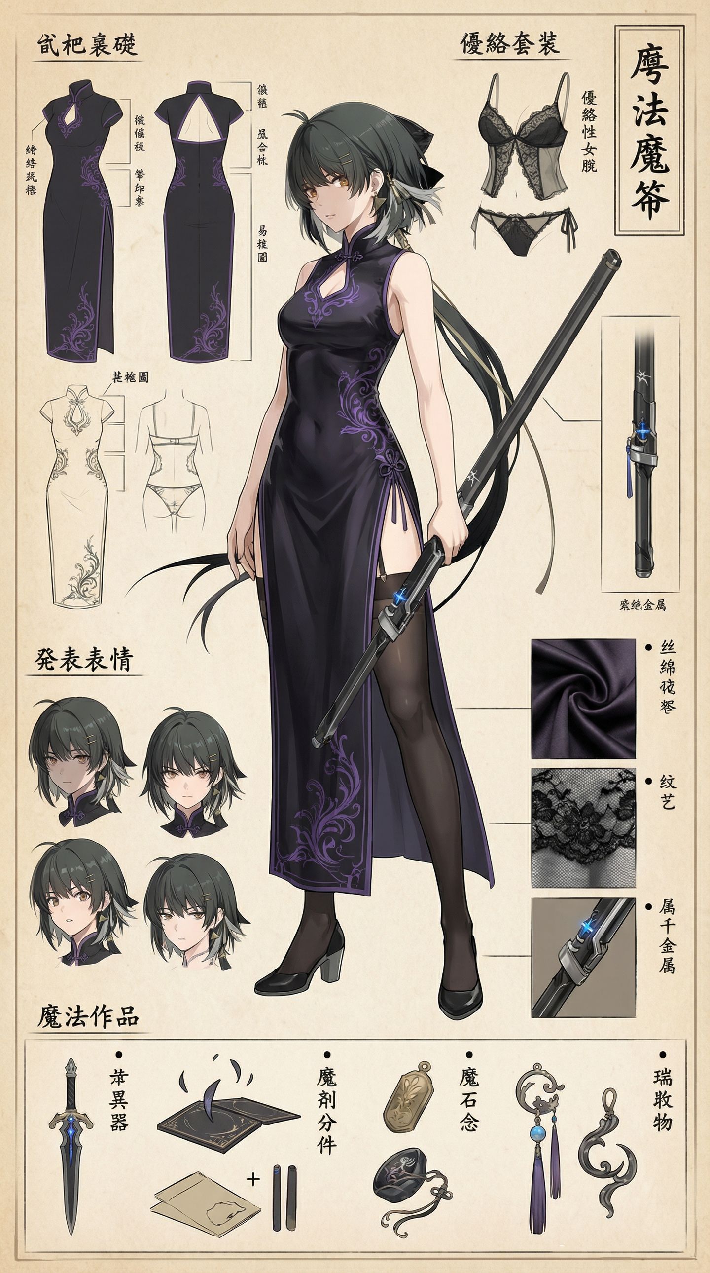 鸣潮旗袍定制 ai绘画创意二次元高清图片壁纸,第2张