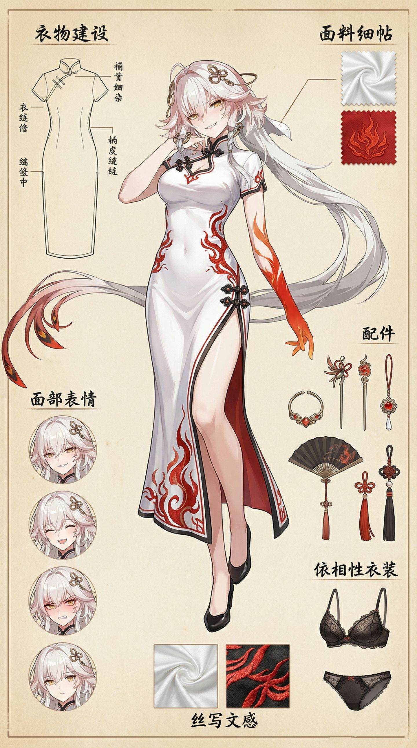 鸣潮旗袍定制 ai绘画创意二次元高清图片壁纸,第3张