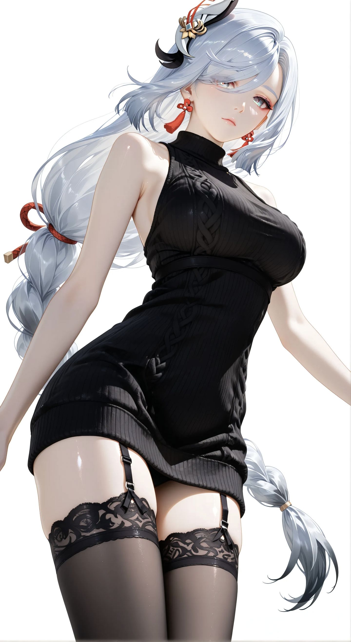 手游原神申鹤壁纸 二次元黑丝吊带白丝,第6张