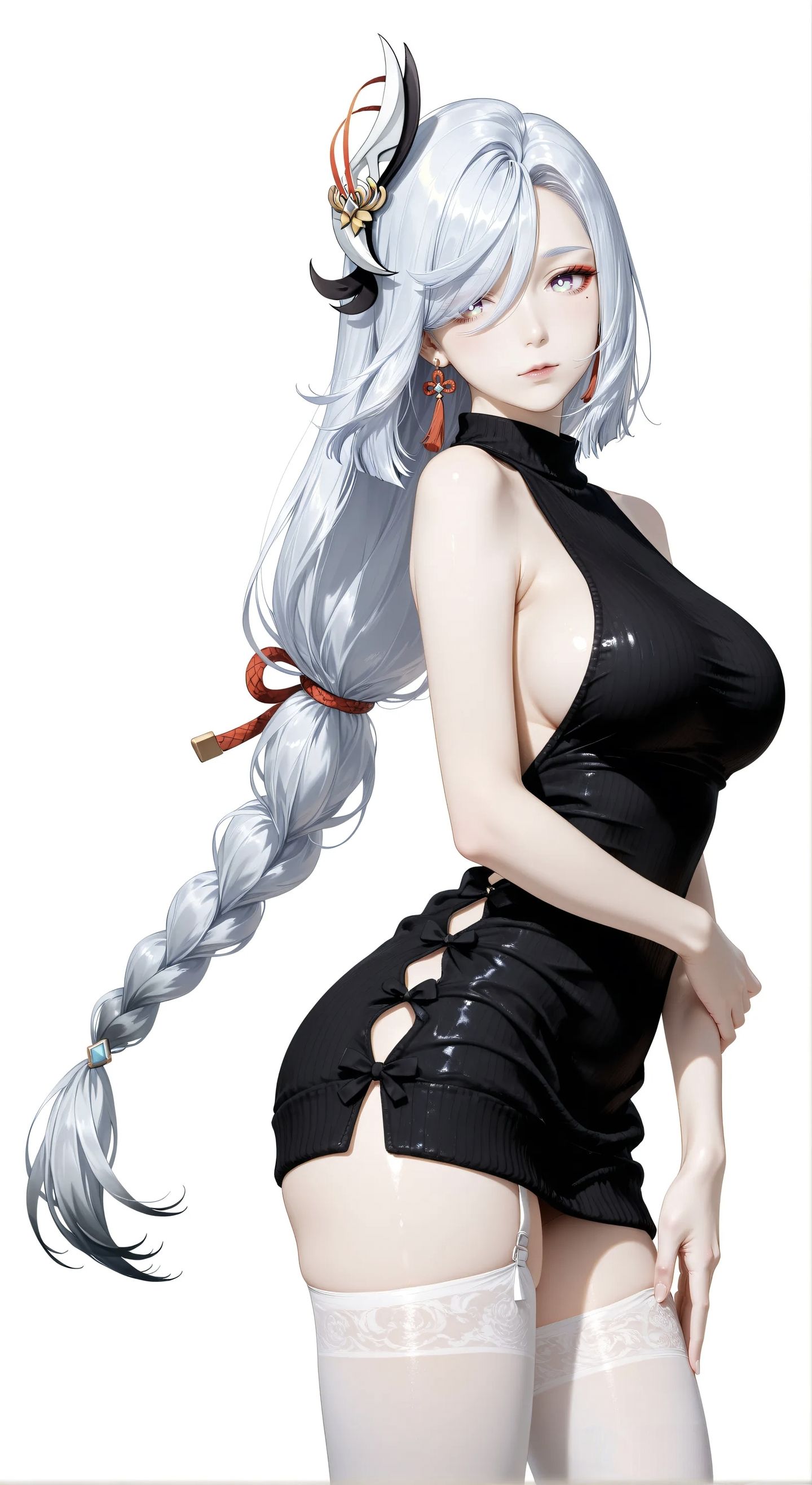 手游原神申鹤壁纸 二次元黑丝吊带白丝,第5张