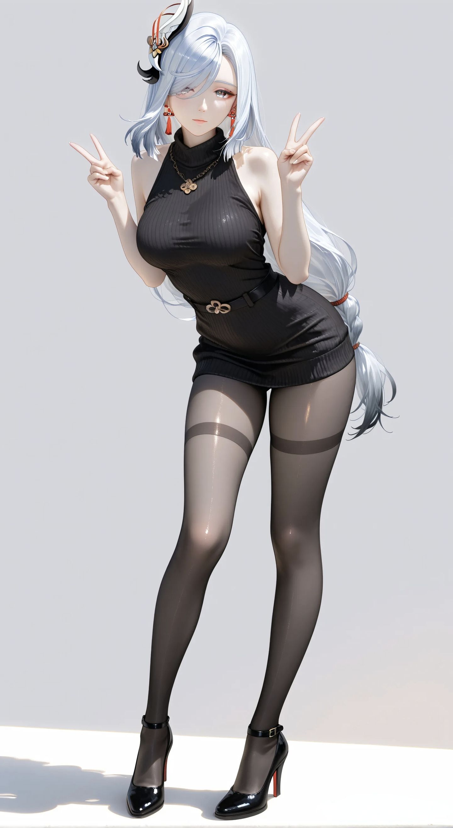 手游原神申鹤壁纸 二次元黑丝吊带白丝,第4张