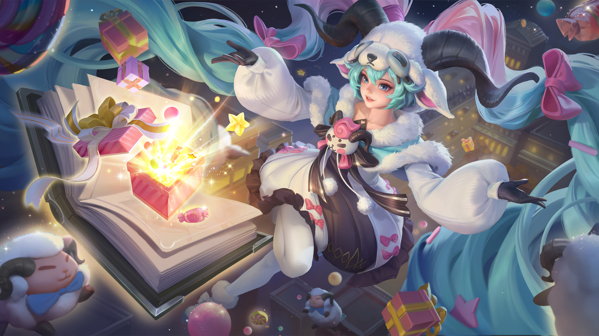 王者荣耀安琪拉 糖果风暴电脑桌面壁纸,第1张