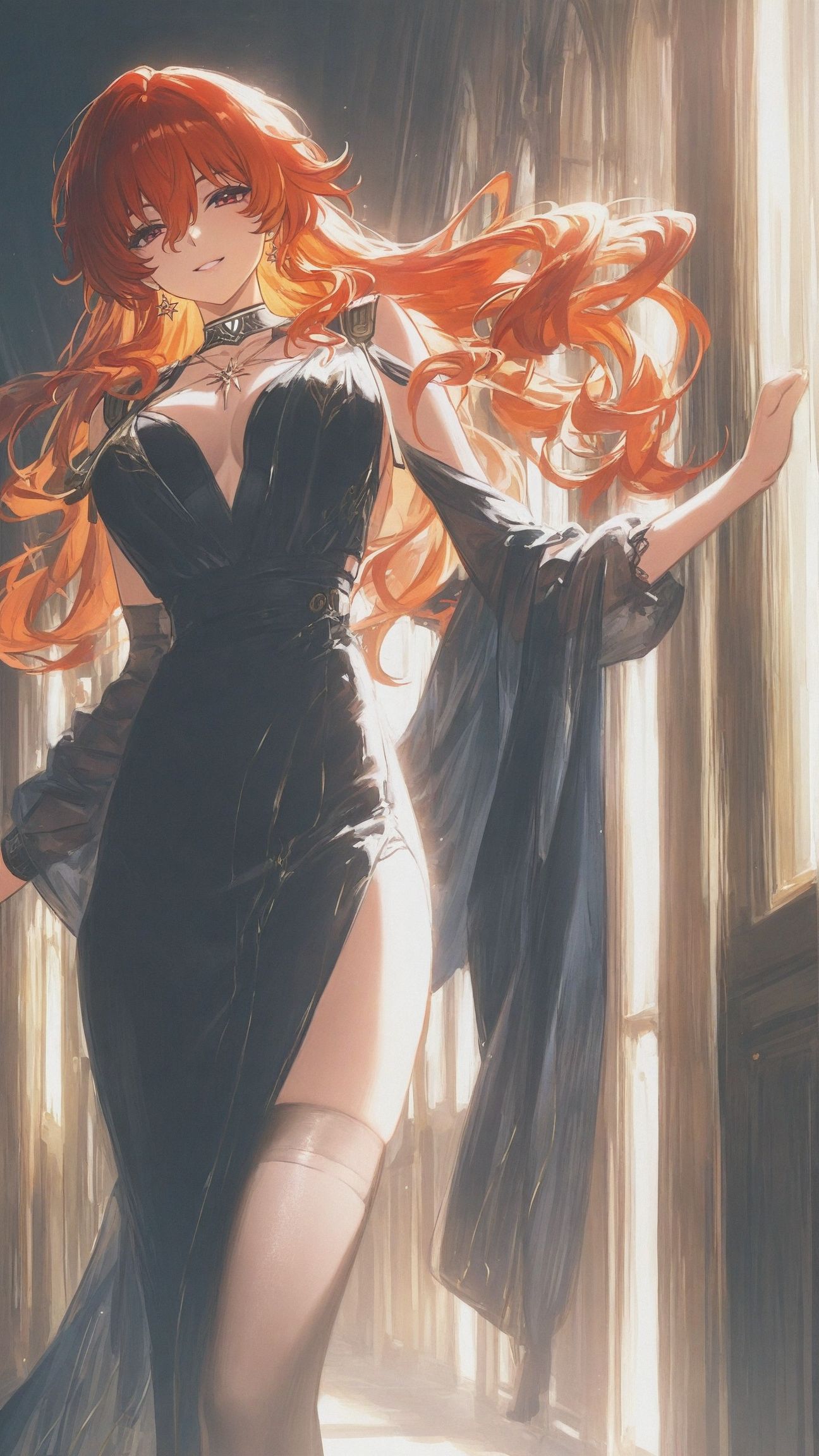 鸣潮游戏角色女团 赞妮 奥古斯塔 尤诺 卡提希娅，礼服旗袍美腿丝袜,第3张