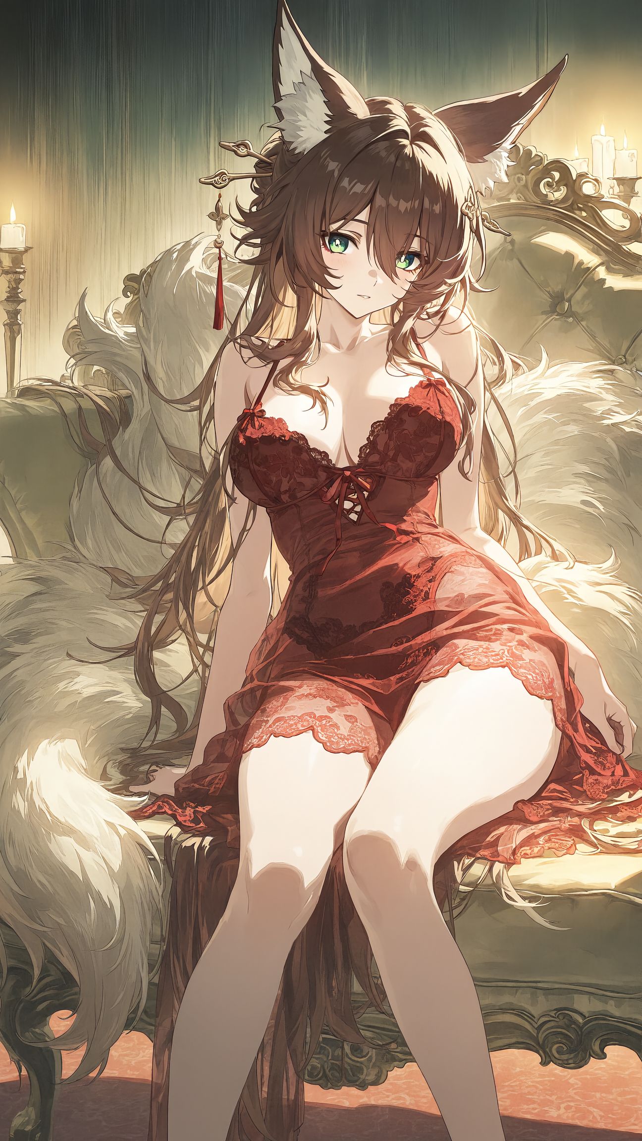 游戏崩坏星穹铁道 知更鸟 爱莉希雅 花火，大长腿美腿 蕾丝睡衣,第1张