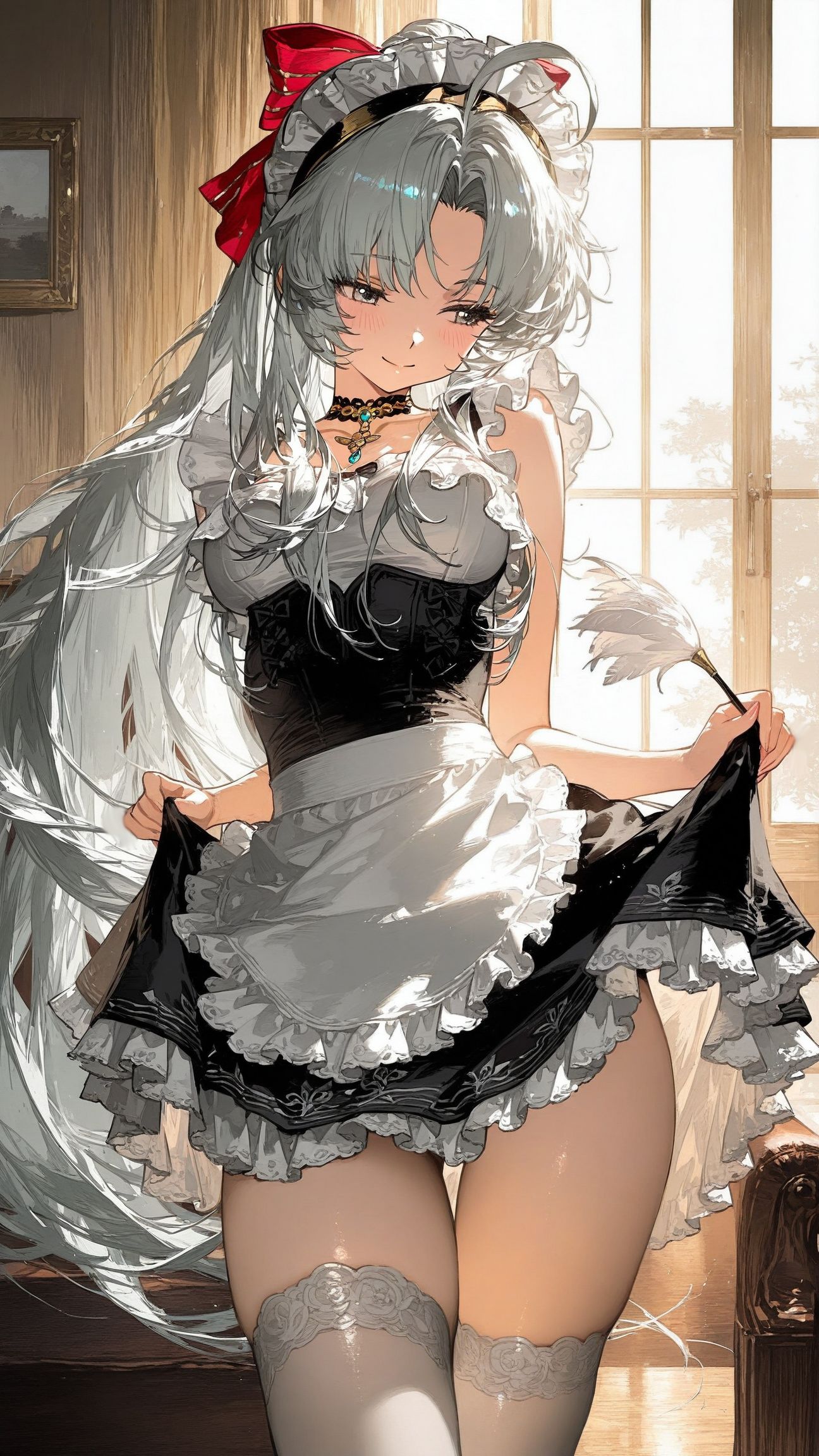 鸣潮 长离 赞妮 珂莱塔,女仆装吊带丝袜黑丝美腿,第2张 鸣潮 长离 赞妮 珂莱塔,女仆装吊带丝袜黑丝美腿,第2张