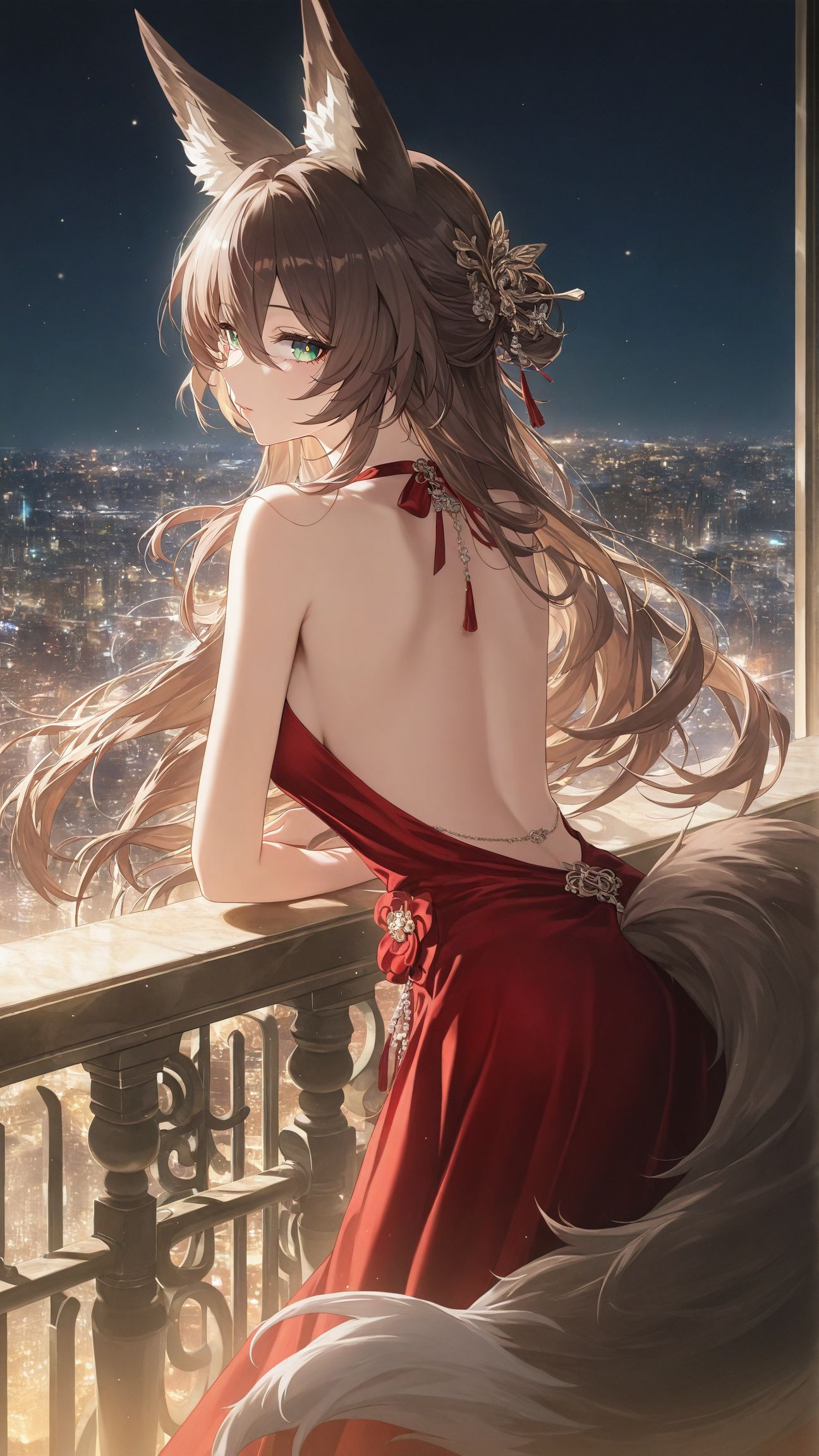 崩坏星穹铁道停云 二次元游戏人物角色 兽耳尾巴露背旗袍,第3张