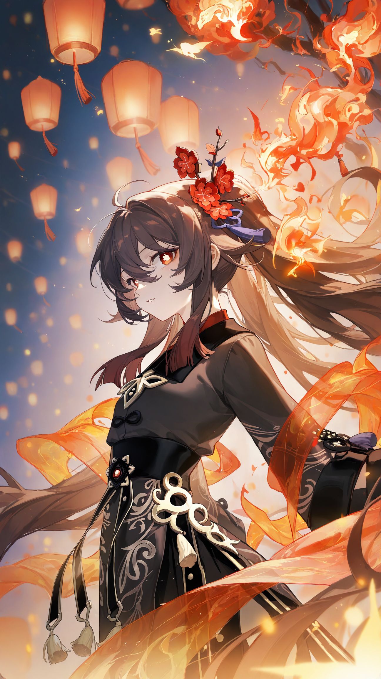 原神胡桃 二次元高清壁纸 丝袜黑丝裤袜,第2张