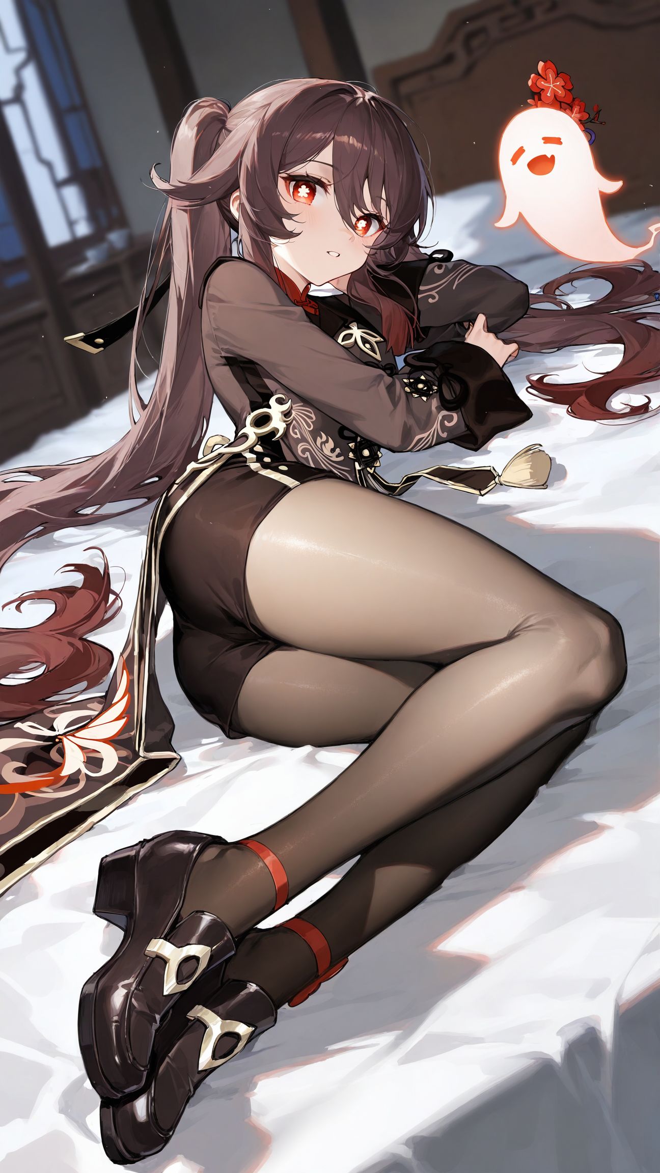 原神胡桃 二次元高清壁纸 丝袜黑丝裤袜,第3张