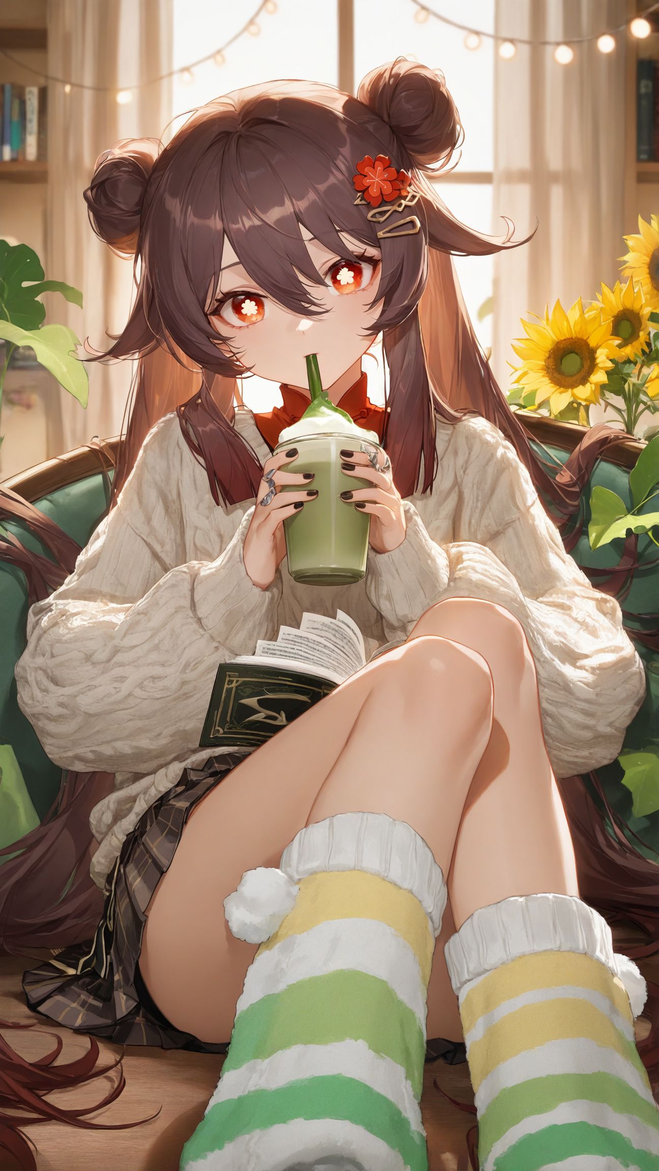 原神胡桃 二次元高清壁纸 丝袜黑丝裤袜,第4张