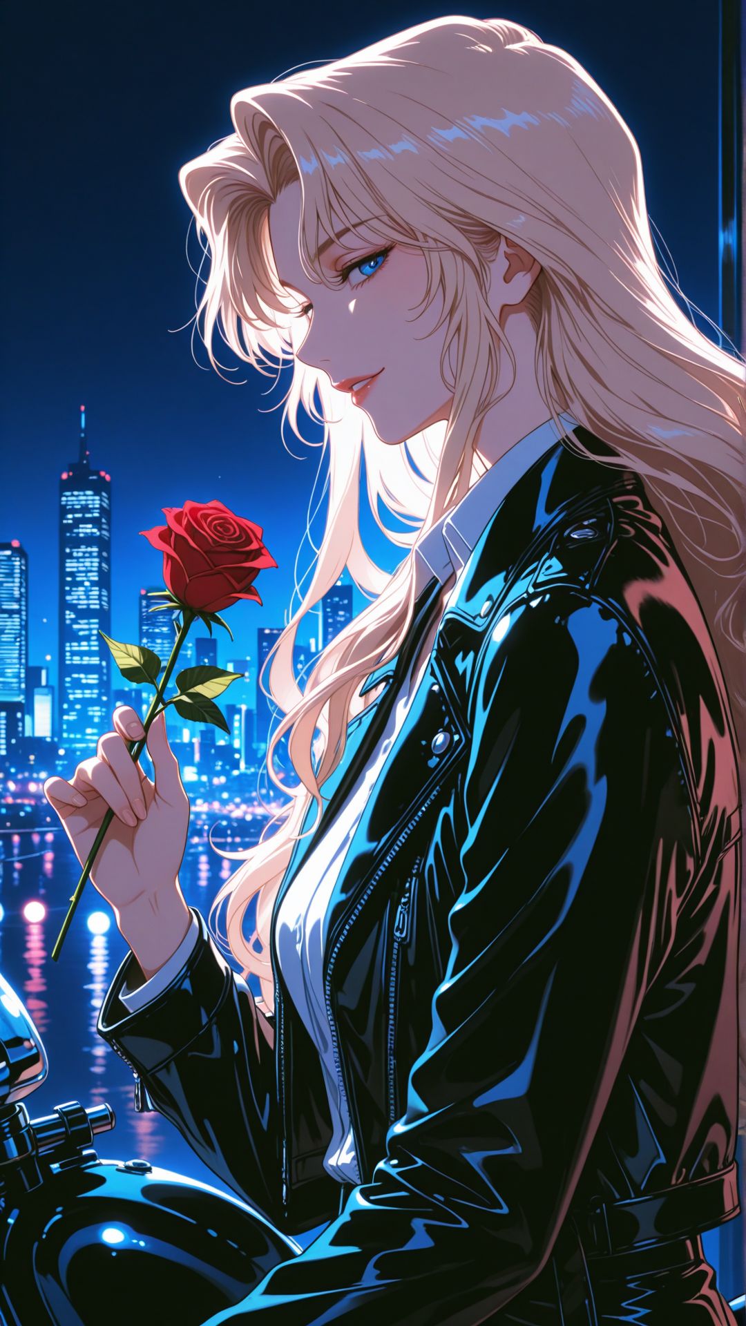 名侦探柯南 贝尔摩德姐姐 皮衣摩托帅气,第1张