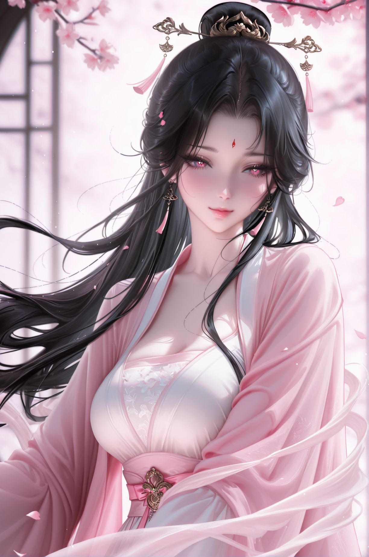 貂蝉古风唯美二次元美女壁纸 粉色古装,第1张