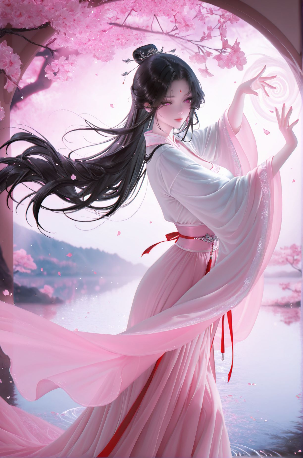 貂蝉古风唯美二次元美女壁纸 粉色古装,第2张