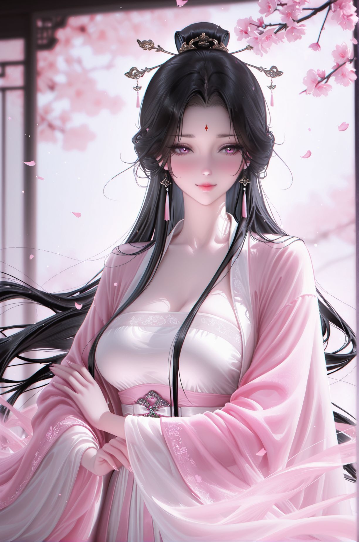 貂蝉古风唯美二次元美女壁纸 粉色古装,第3张