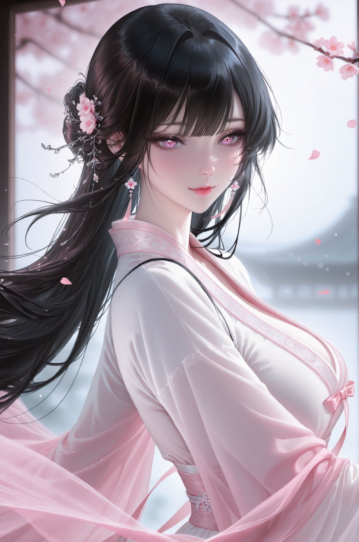 貂蝉古风唯美二次元美女壁纸 粉色古装,第4张