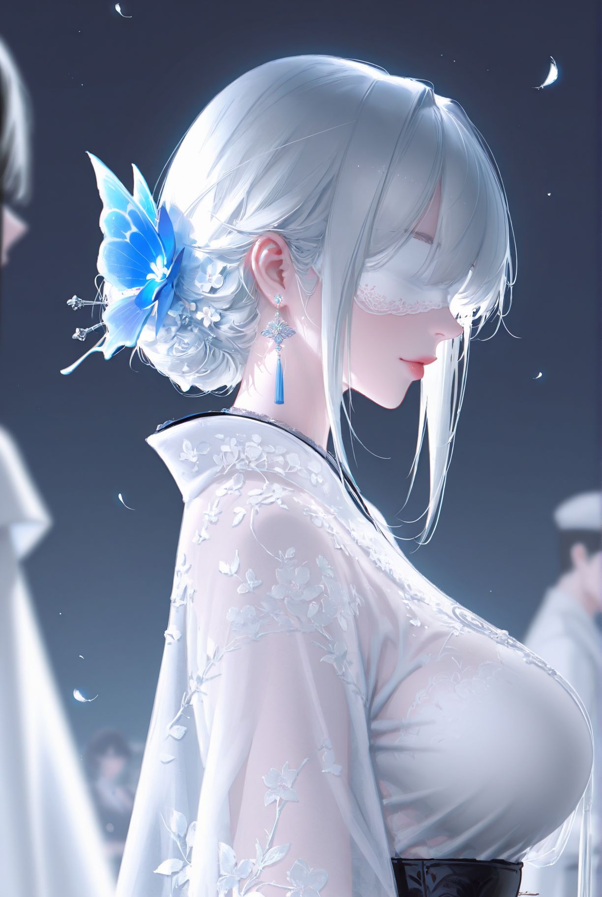 侧颜蒙眼唯美古风美女 二次元手机壁纸,第2张