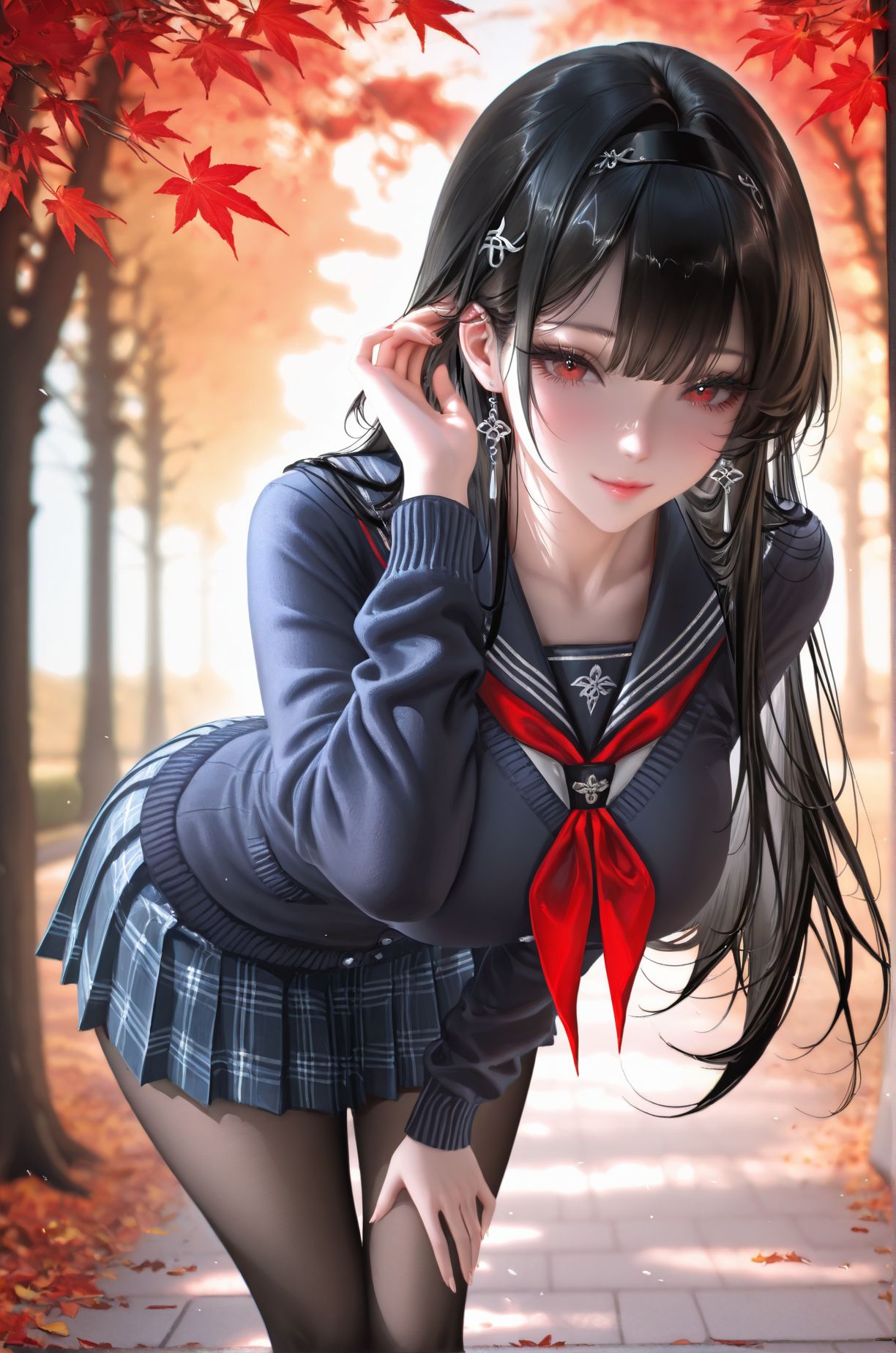 校园学姐风格二次元少女美图壁纸分享 丝袜黑丝jk裙子,第1张