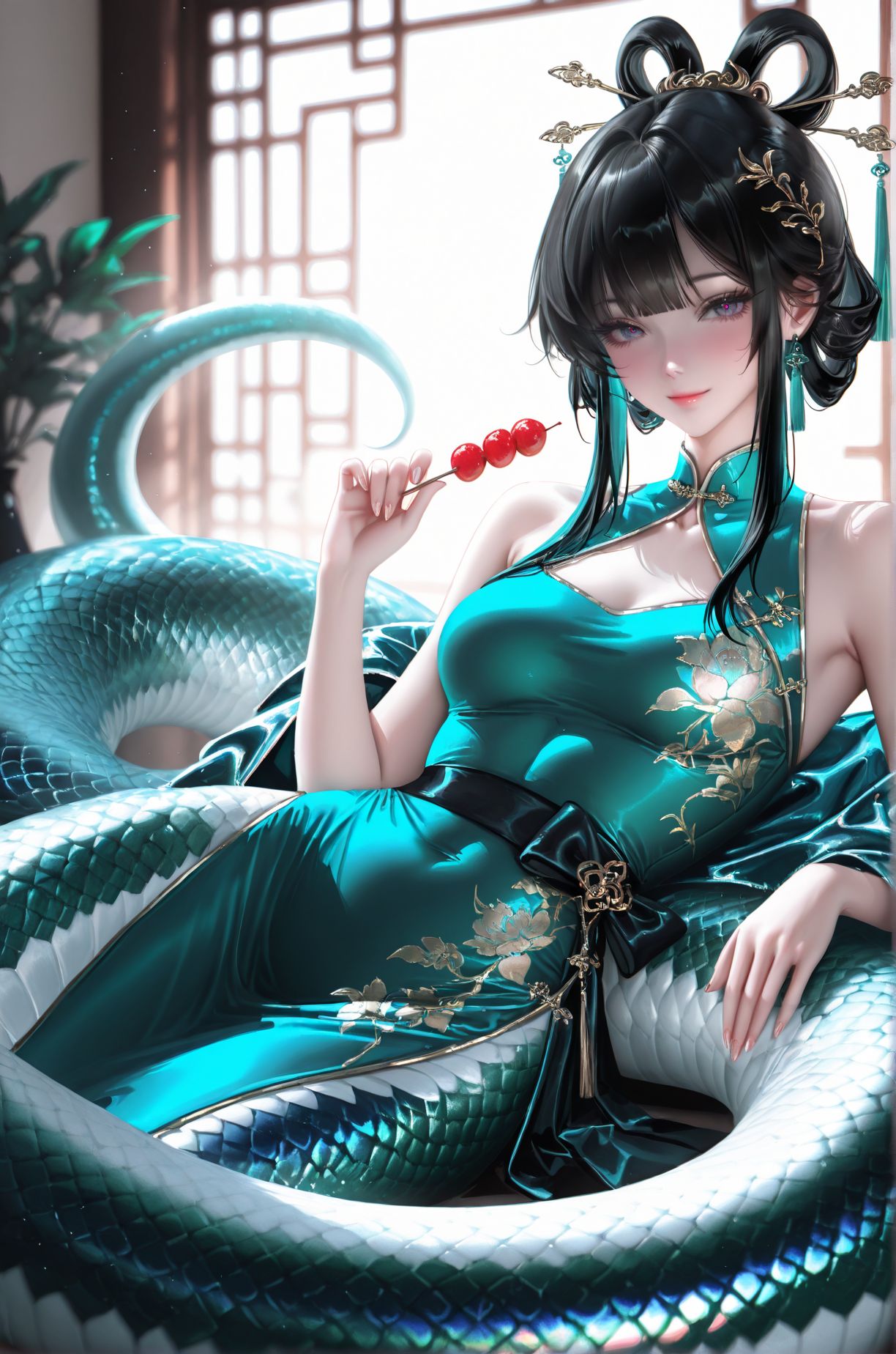 青蛇与白蛇二次元古风国风美女妖媚蛇妖 手机锁屏壁纸图片,第2张