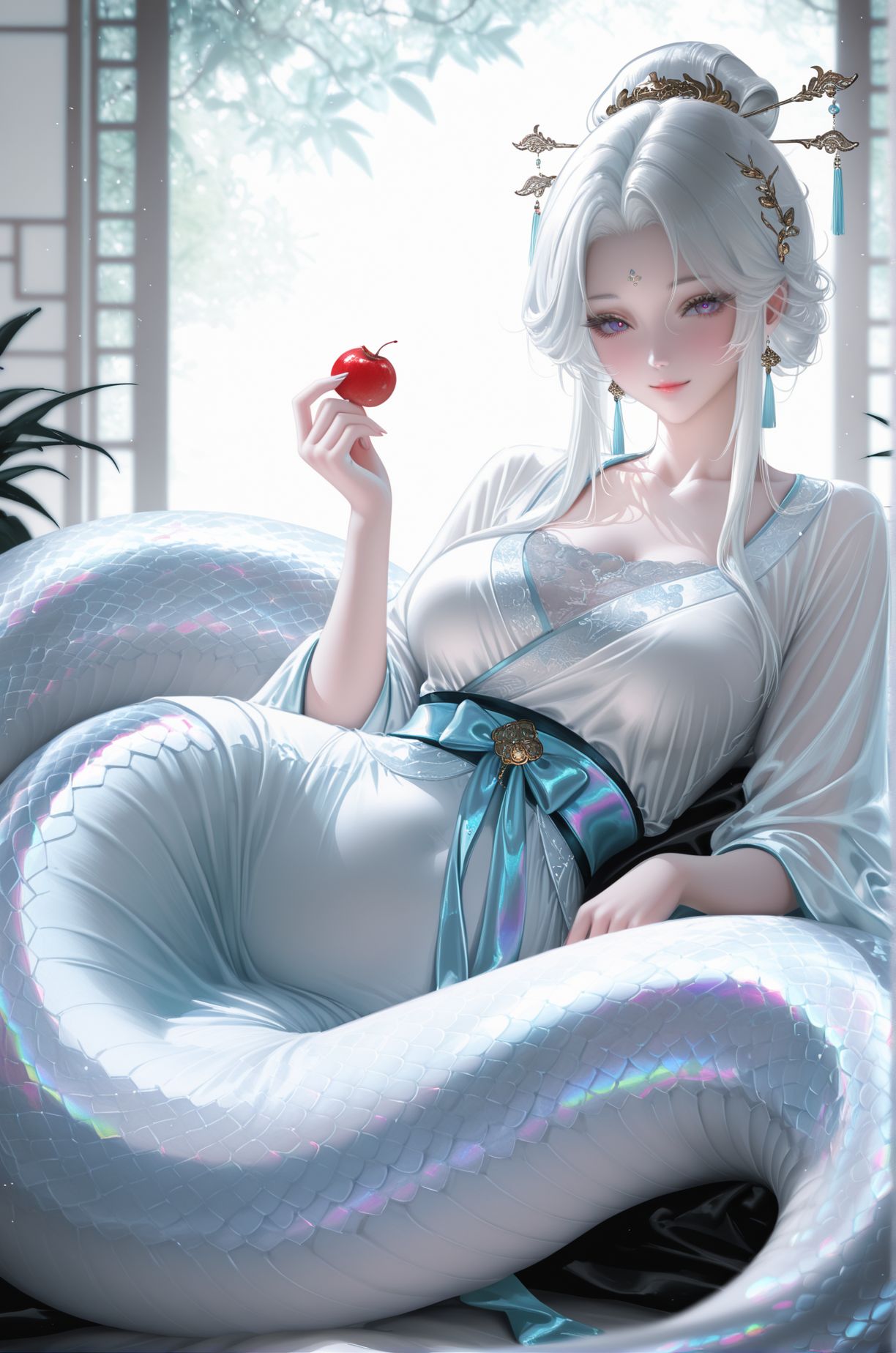 青蛇与白蛇二次元古风国风美女妖媚蛇妖 手机锁屏壁纸图片,第3张