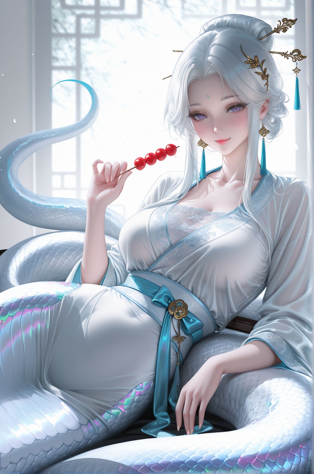 青蛇与白蛇二次元古风国风美女妖媚蛇妖 手机锁屏壁纸图片,第4张