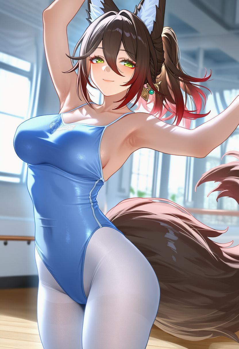 崩坏星穹铁道游戏角色二创 停云 大狐狸兽耳尾巴泳装泳衣比基尼,第4张